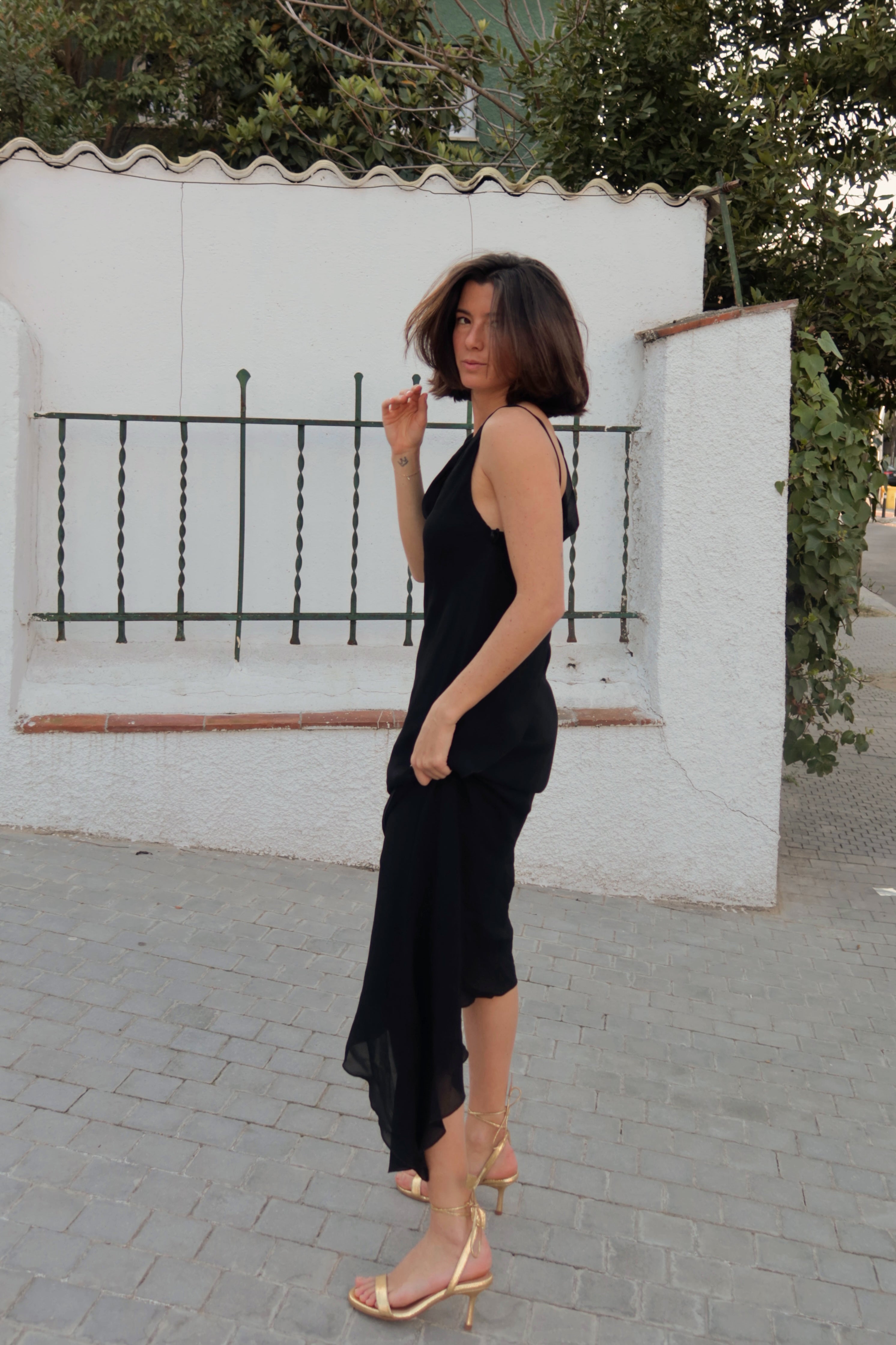 SANDALIA FIONA 2.0 PIEL GRABADA ORO TACÓN 6CM