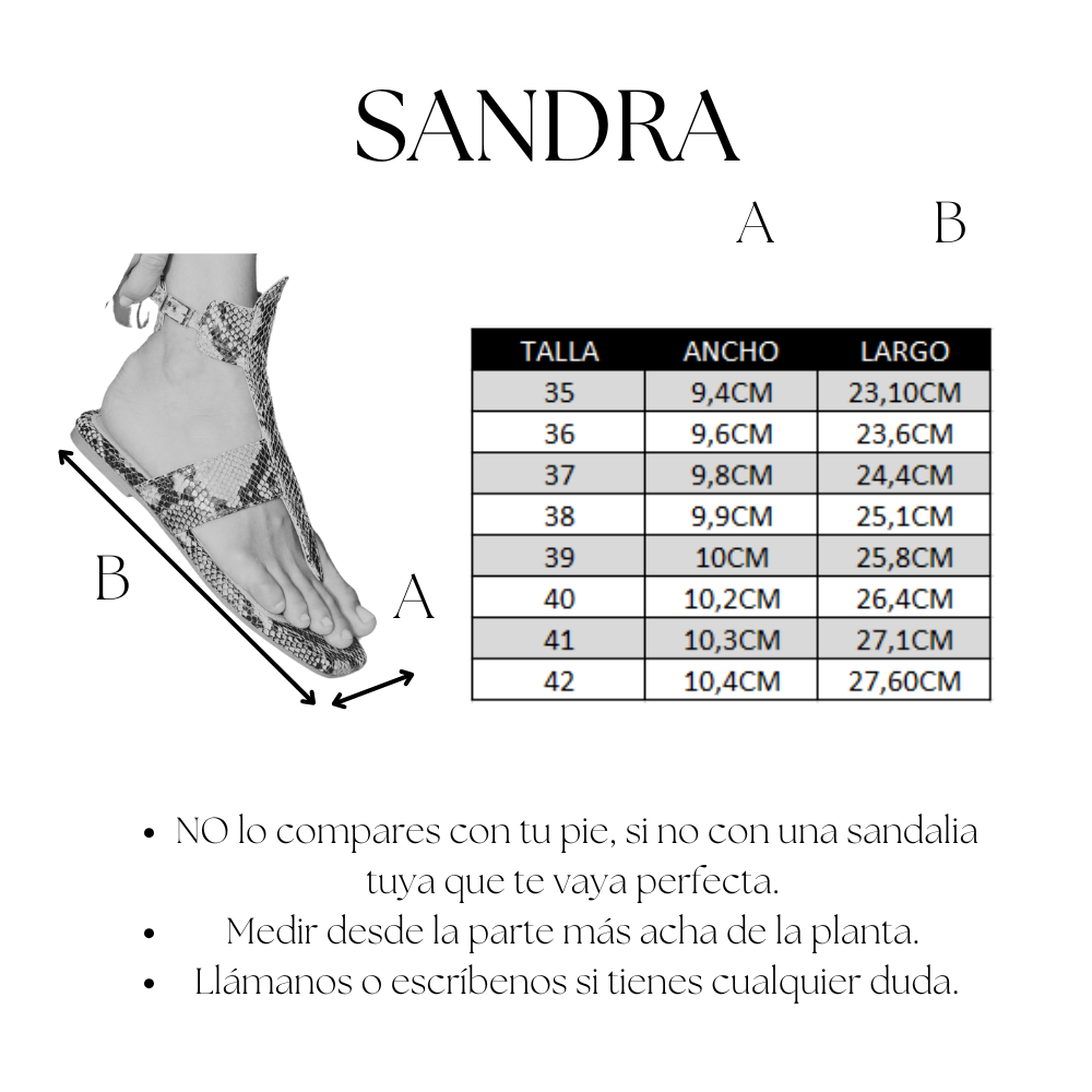 SANDALIA PLANA SANDRA 2.0 PIEL GRABADA PLATINO