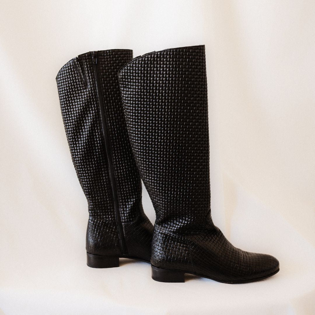 ANDREA BLACK LEATHER BOOT 3CM HEEL