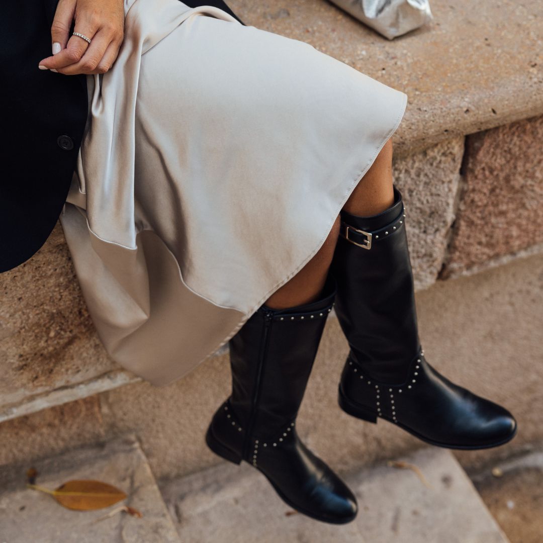 ALIX BLACK LEATHER BOOT 3CM HEEL