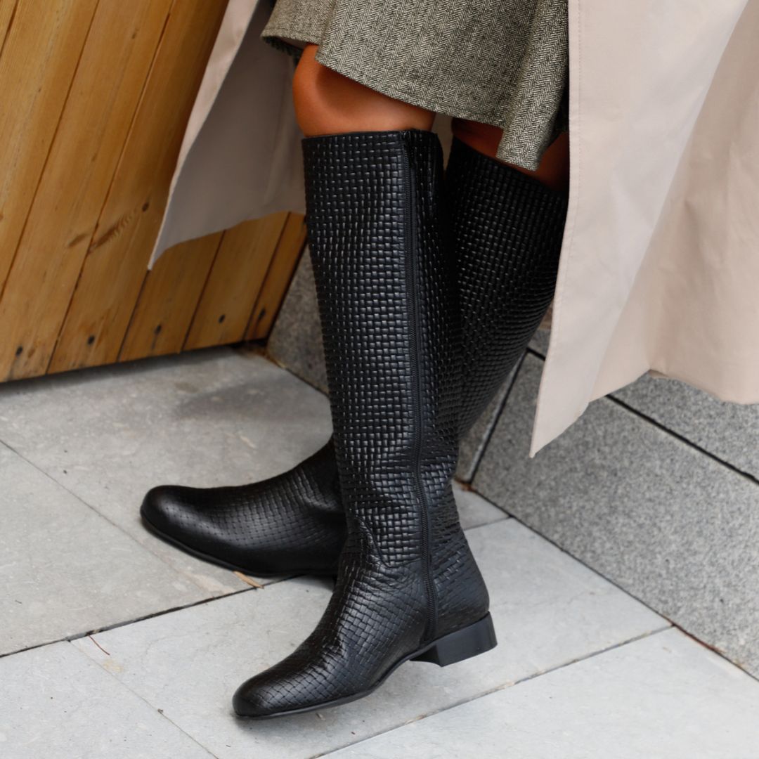 ANDREA BLACK LEATHER BOOT 3CM HEEL
