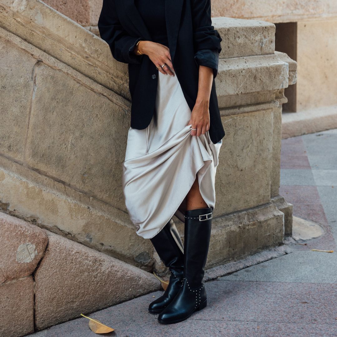 ALIX BLACK LEATHER BOOT 3CM HEEL