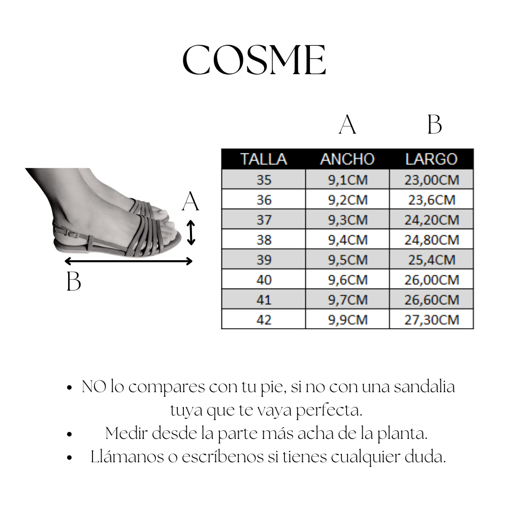 SANDALIA PLANA COSME PIEL LAMINADO PLATINO