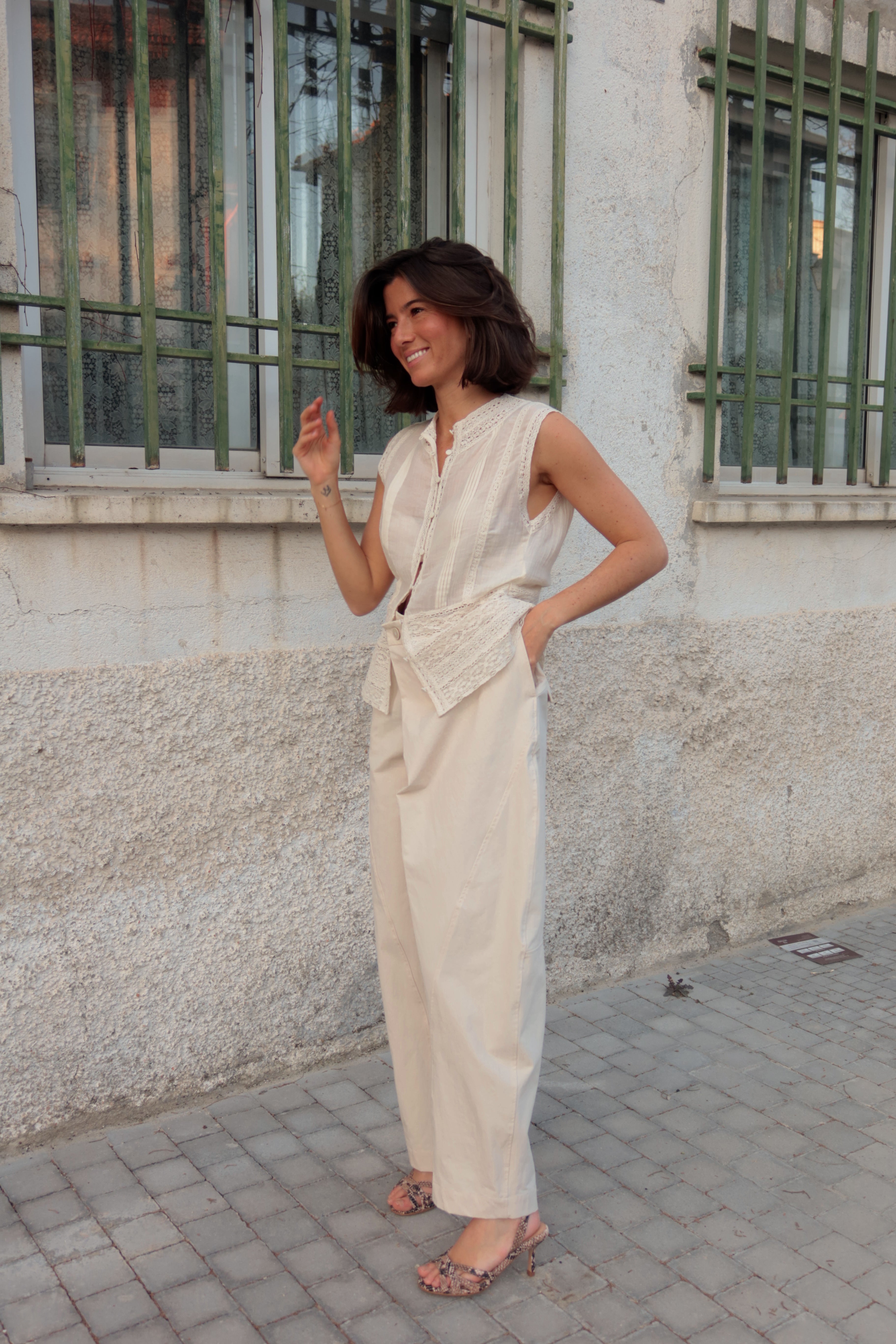 SANDALIA SIRA PIEL EFECTO PITÓN NATURAL TACÓN 6CM