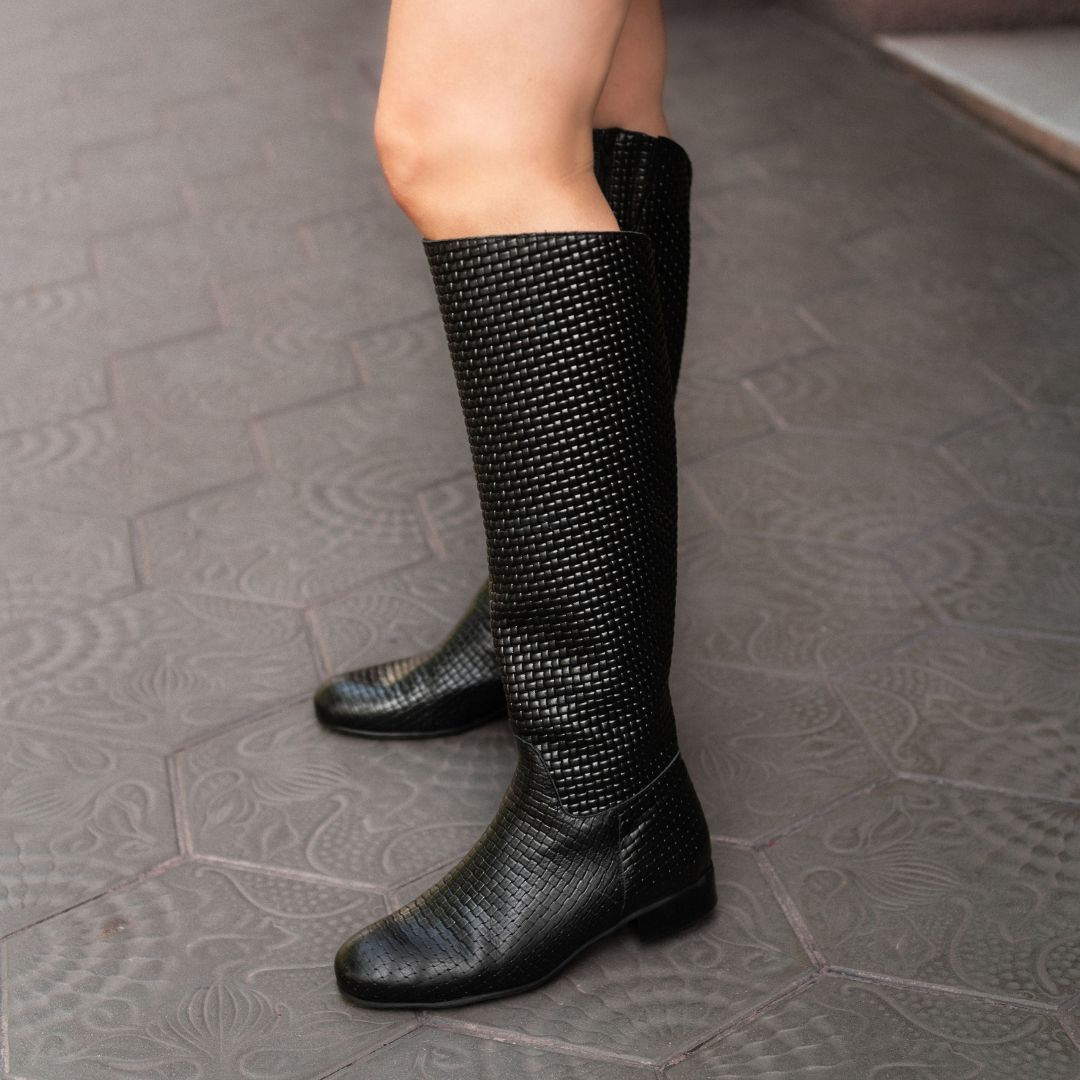ANDREA BLACK LEATHER BOOT 3CM HEEL