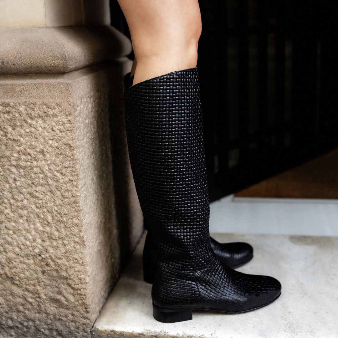 ANDREA BLACK LEATHER BOOT 3CM HEEL