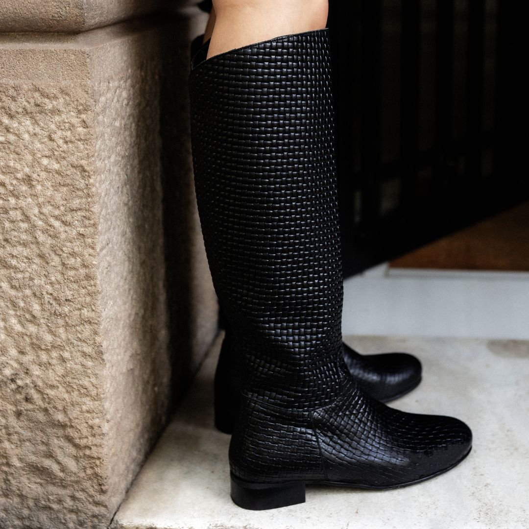 ANDREA BLACK LEATHER BOOT 3CM HEEL