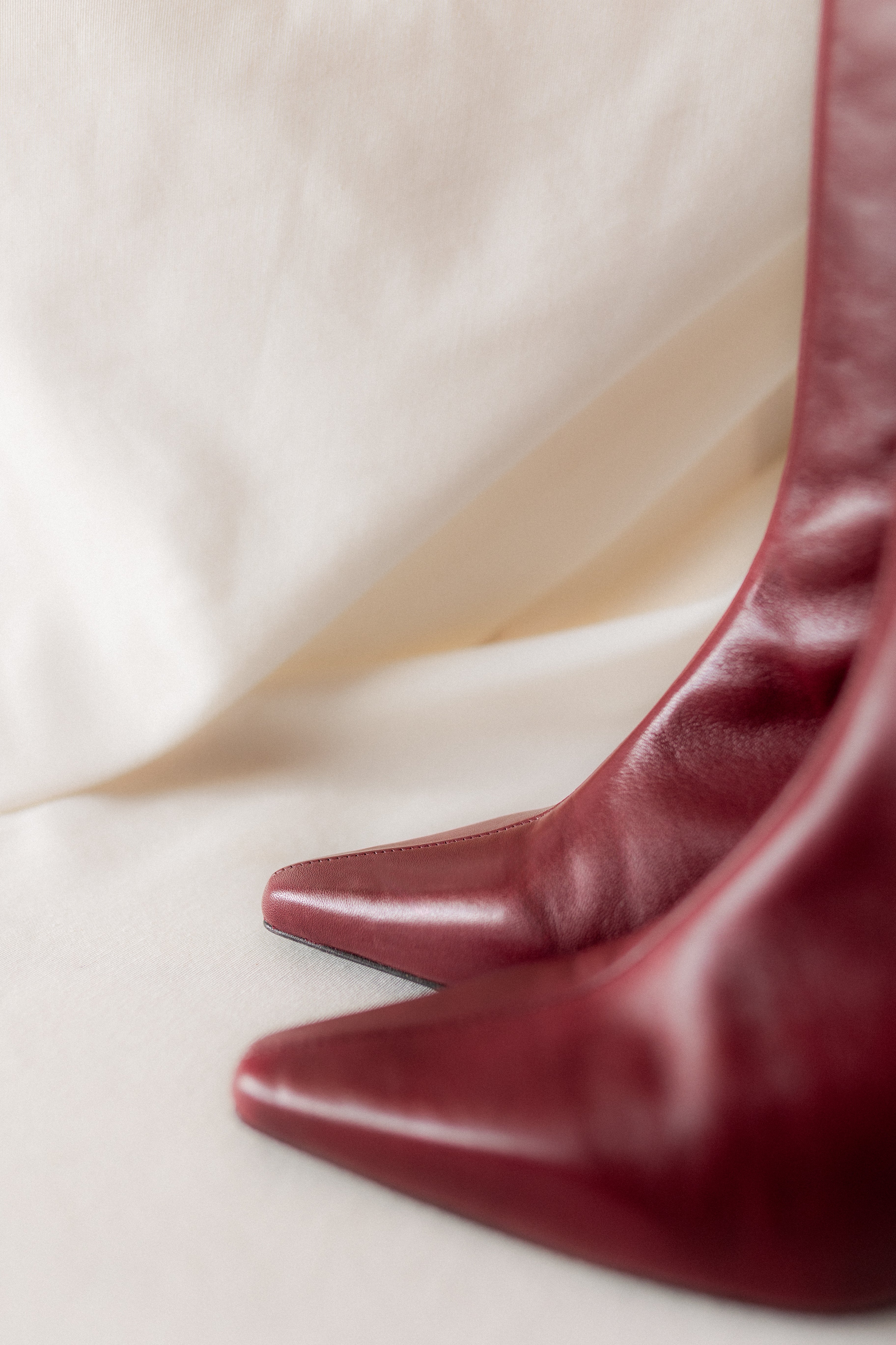 PEPA BOOT BURGUNDY LEATHER MIDI HEEL 5CM