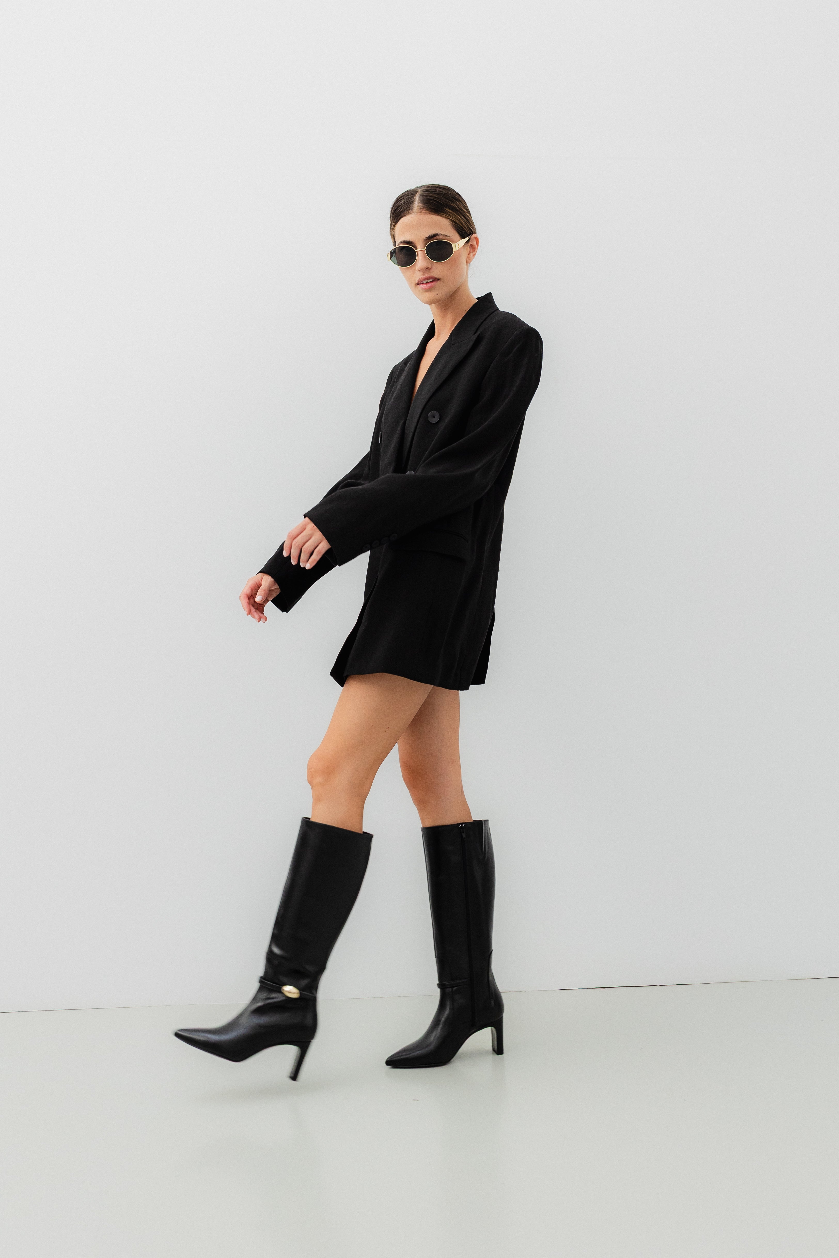 BOTA GIORGIA PIEL NEGRA TACÓN 7CM