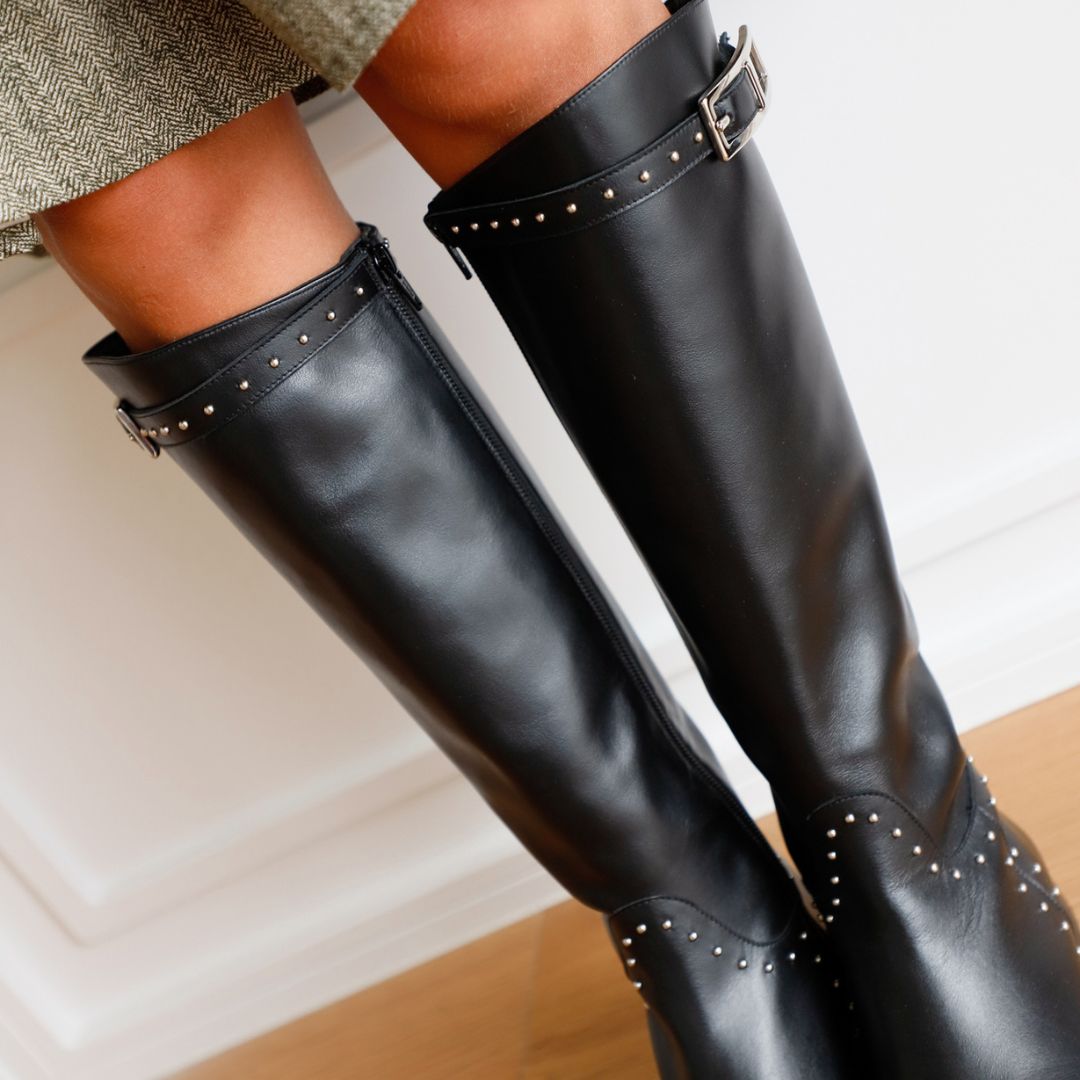 ALIX BLACK LEATHER BOOT 3CM HEEL