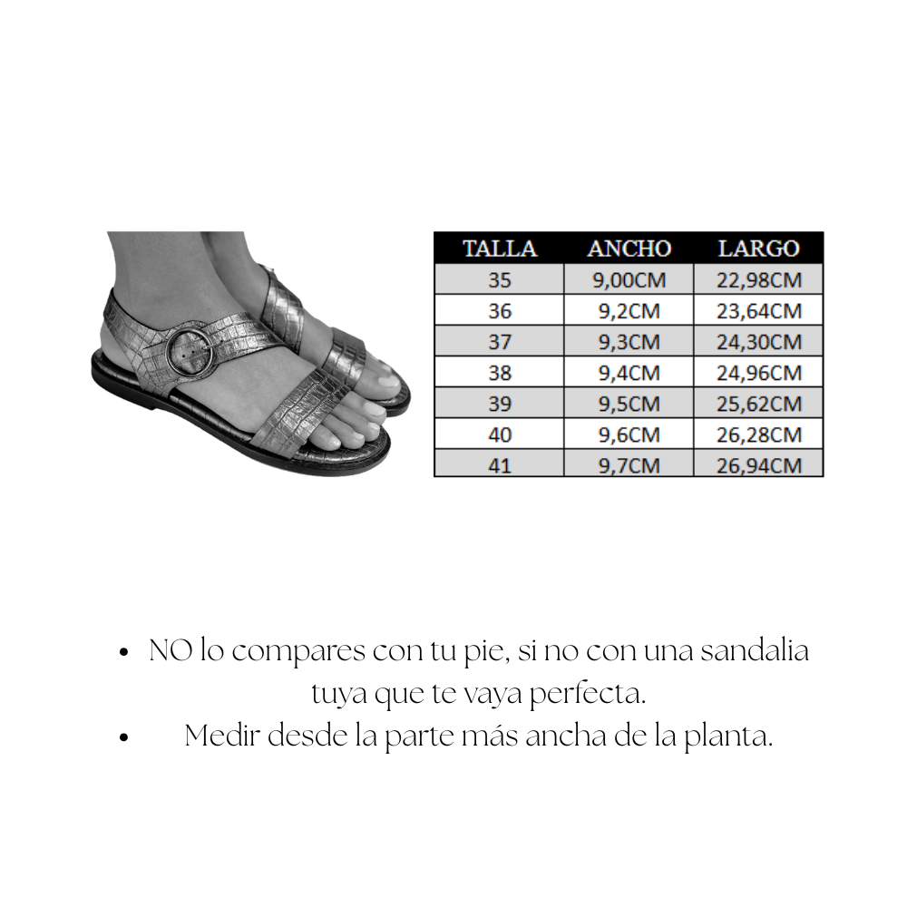 SANDALIA PLANA ROQUE PIEL EFECTO COCO LAMINADO ORO