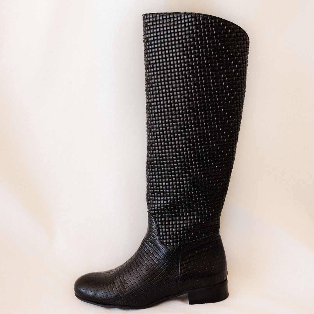 ANDREA BLACK LEATHER BOOT 3CM HEEL