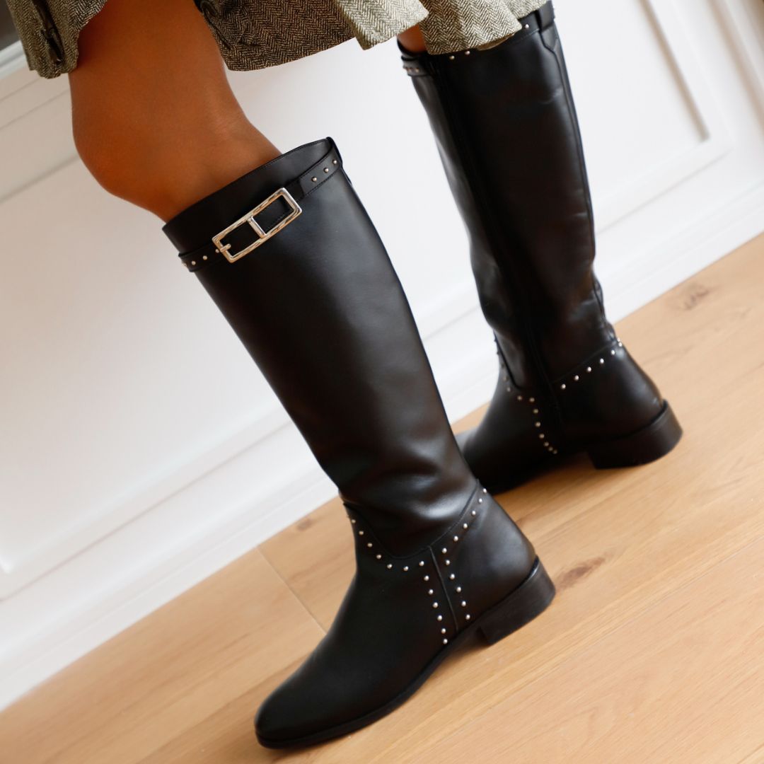 ALIX BLACK LEATHER BOOT 3CM HEEL