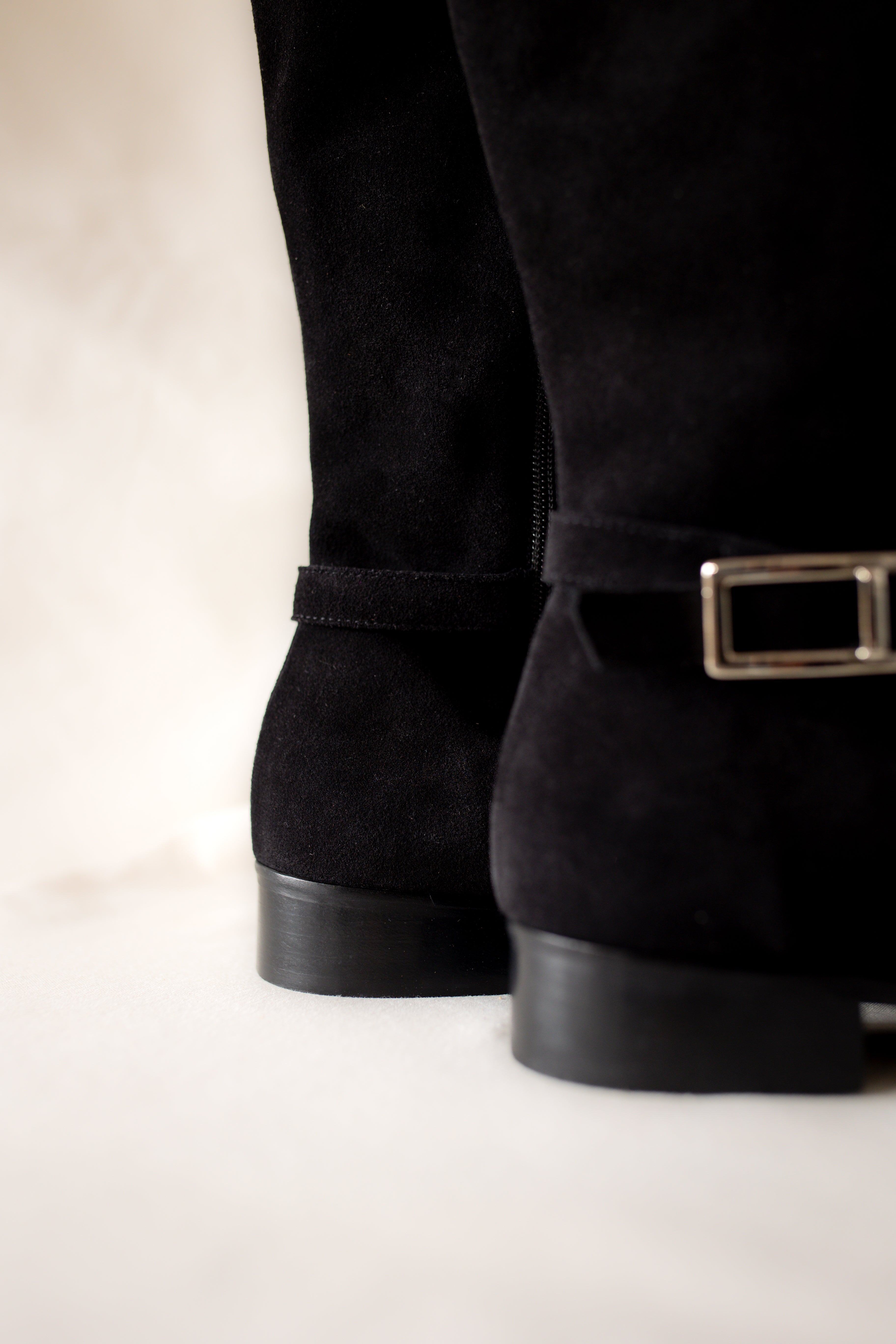 PINK BOOT WITH BLACK SUEDE AND LEATHER FLAP