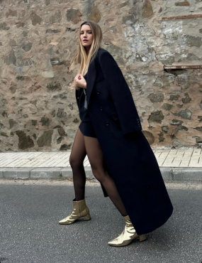 BOTÍN SILVIA PIEL LAMINADA ORO TACÓN 4CM