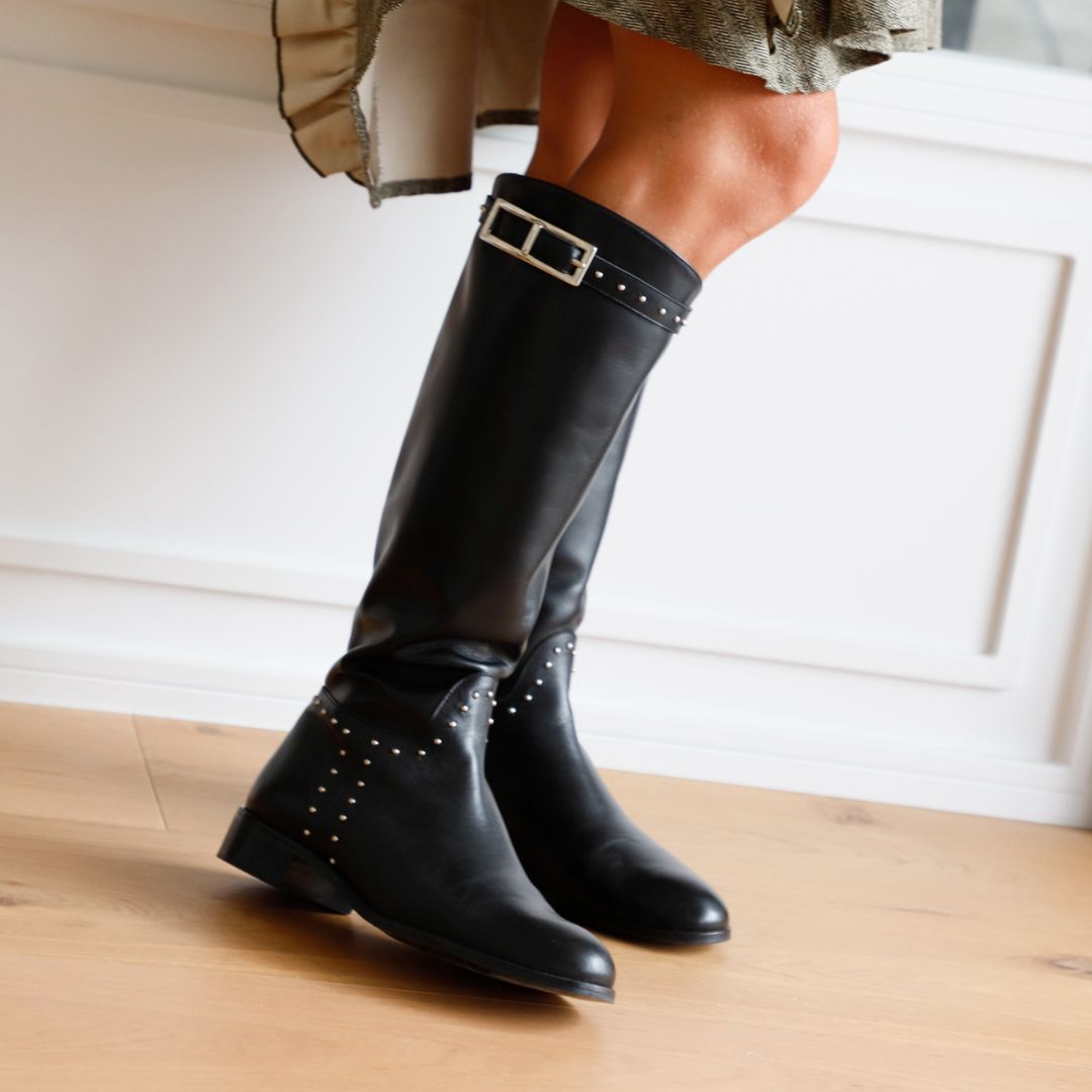 ALIX BLACK LEATHER BOOT 3CM HEEL