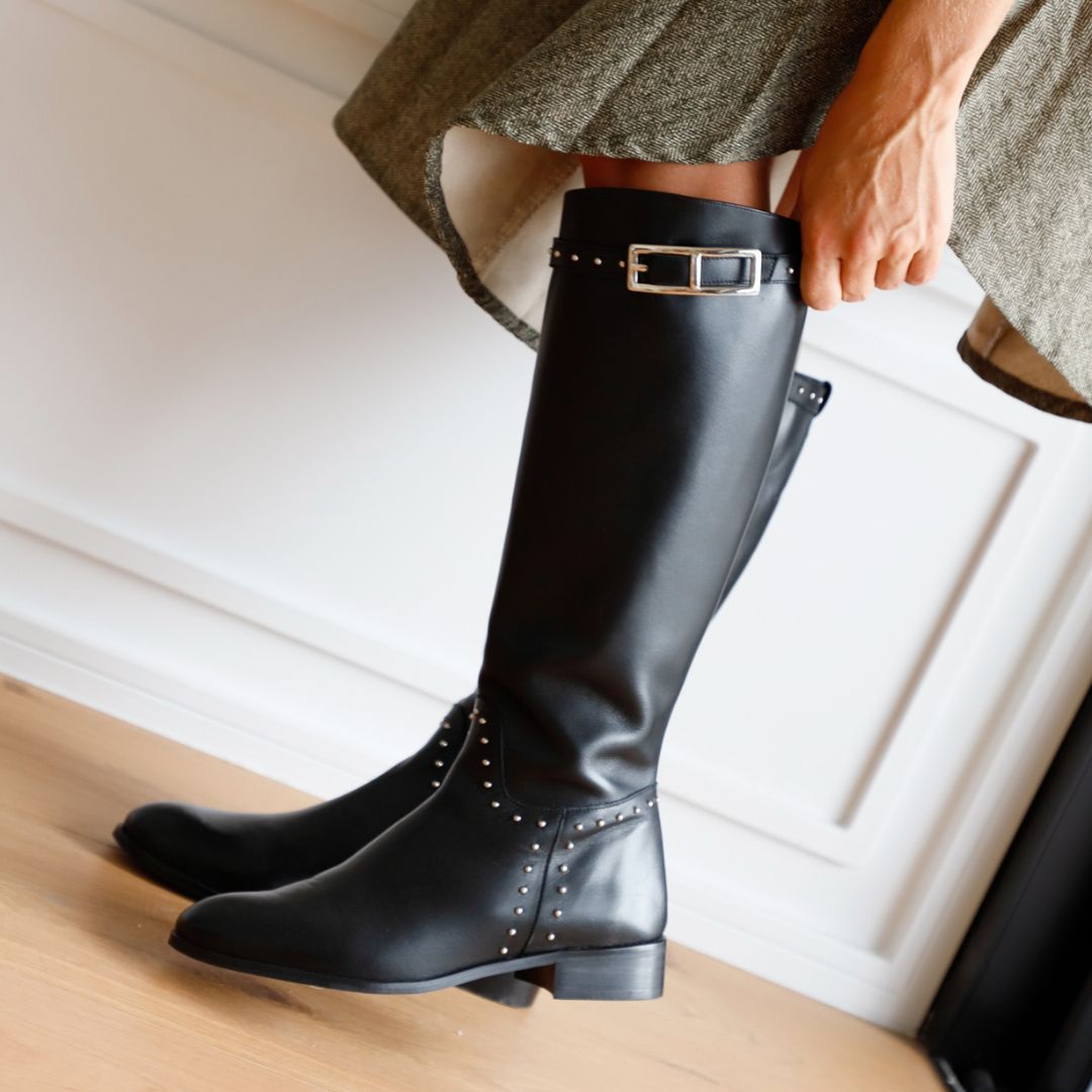 ALIX BLACK LEATHER BOOT 3CM HEEL