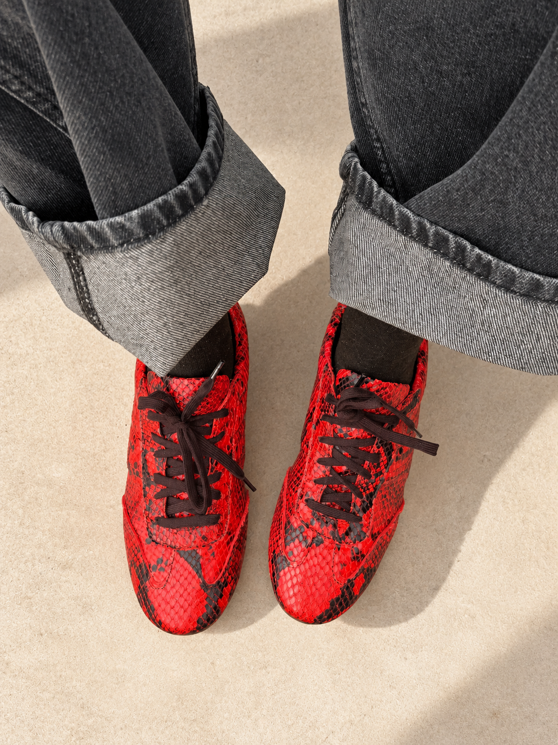 Sneaker Alberto Piel Efecto Pitón Rojo