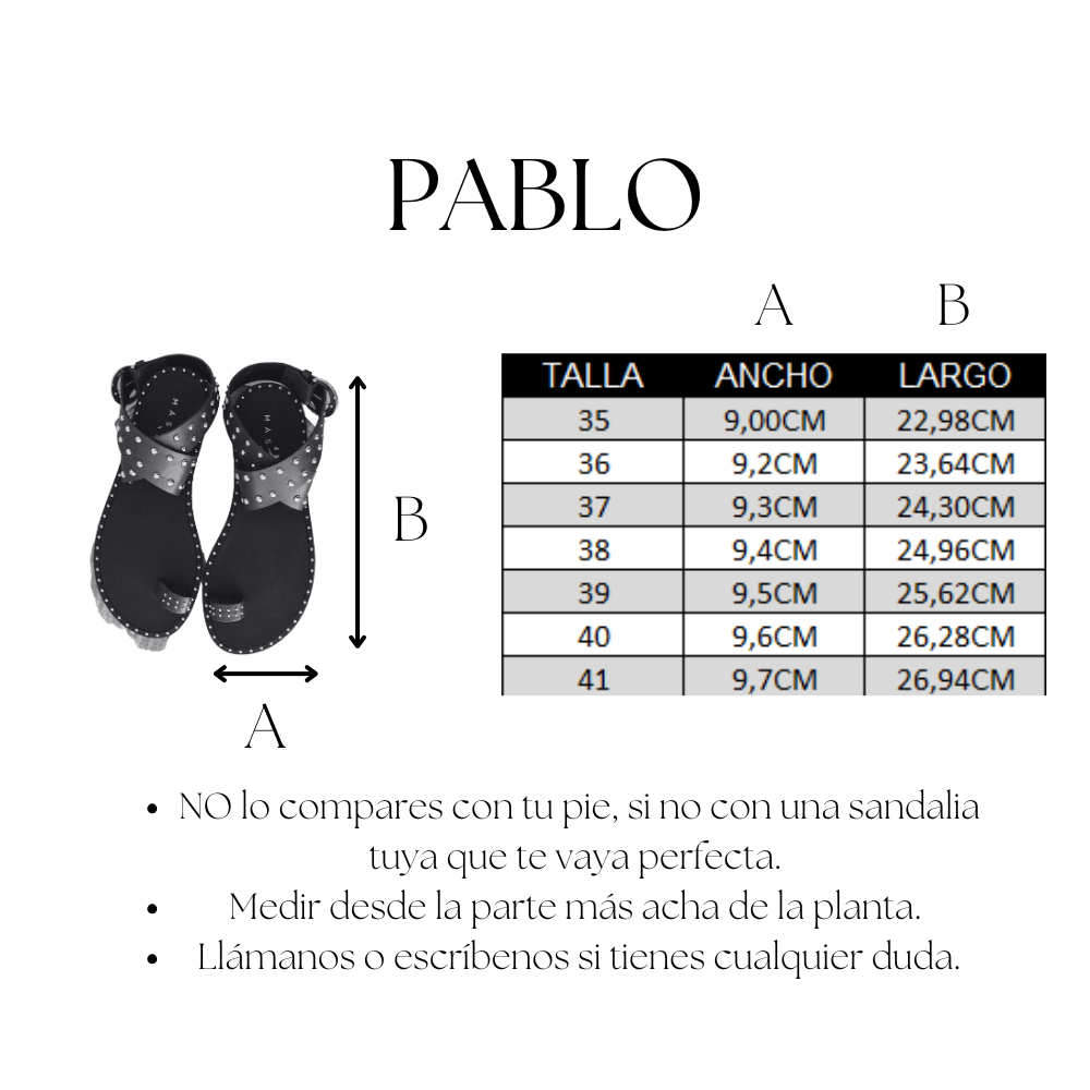 PABLO BLACK LEATHER FLAT SANDAL
