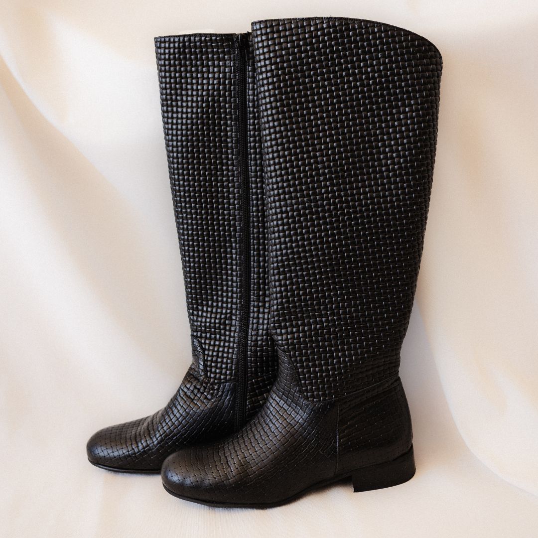 ANDREA BLACK LEATHER BOOT 3CM HEEL