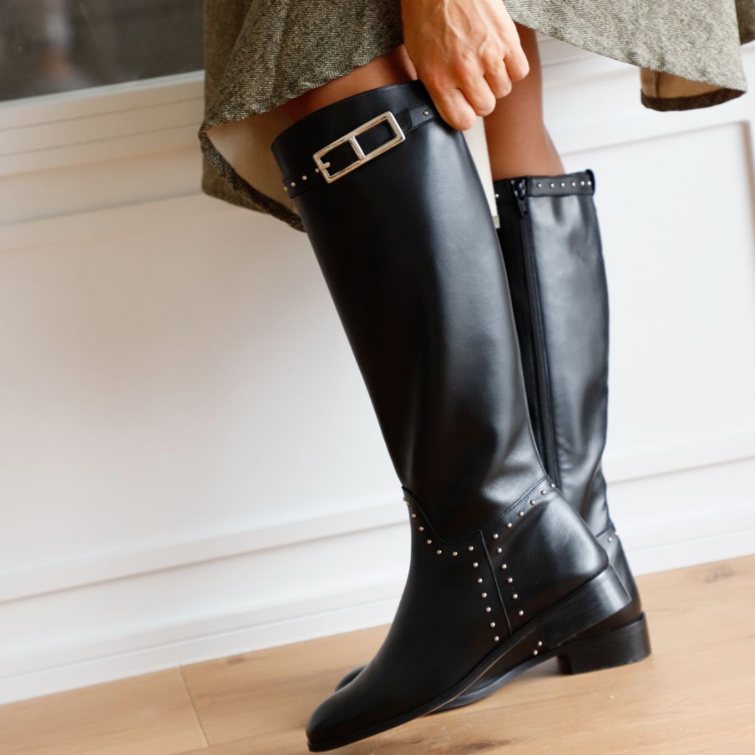 ALIX BLACK LEATHER BOOT 3CM HEEL