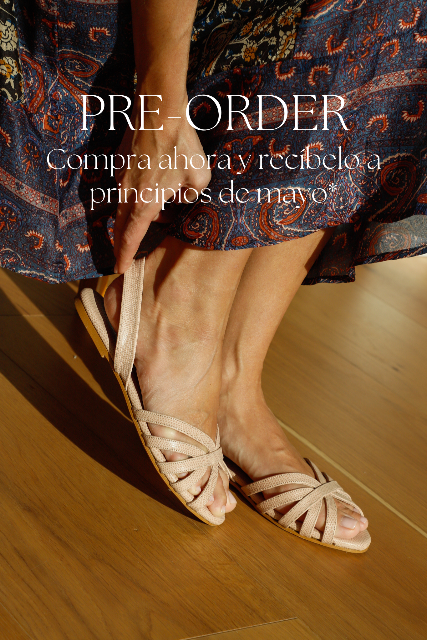 TOMAS FLAT SANDAL WITH NUDE EMBOSSED LEATHER