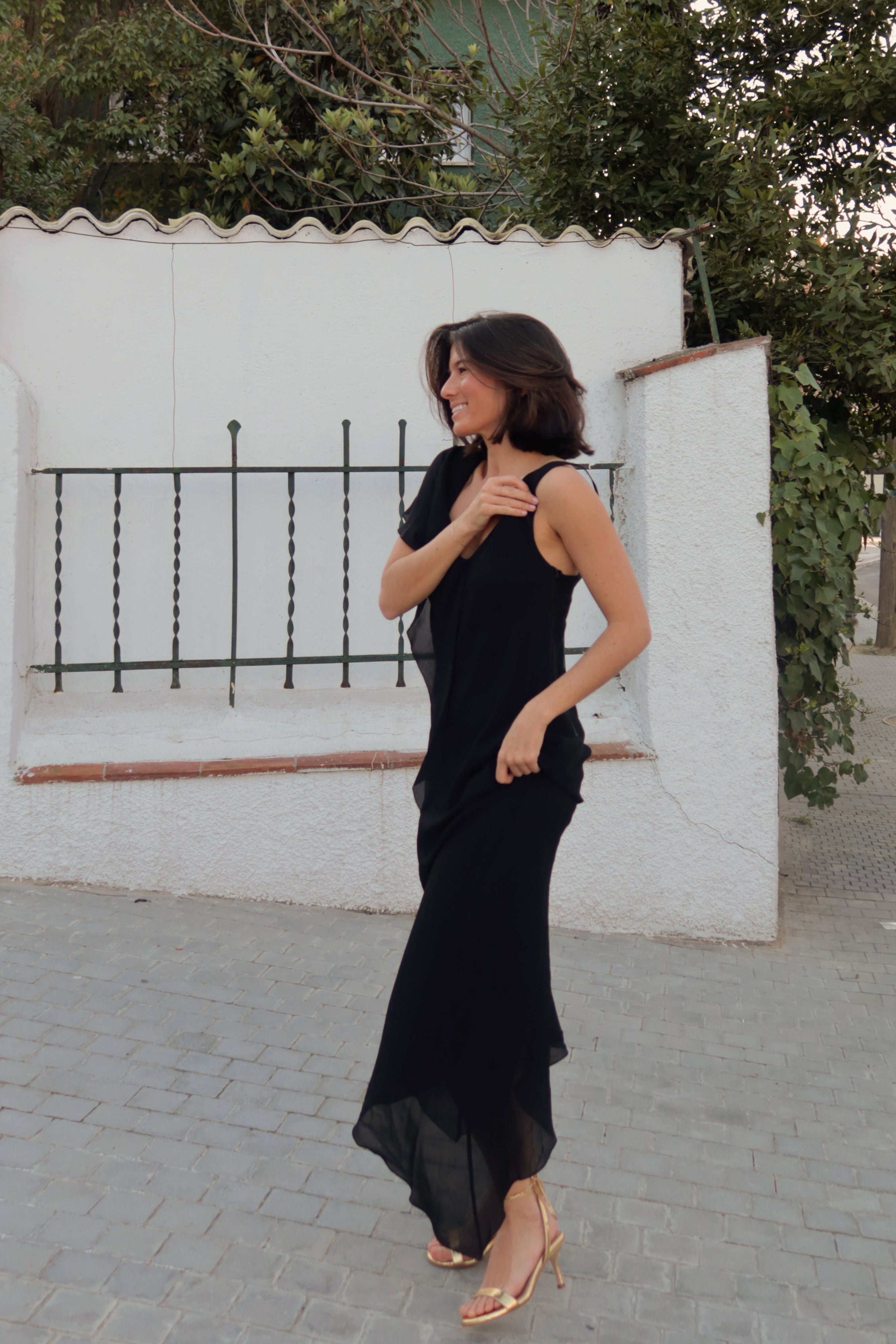 SANDALIA FIONA 2.0 PIEL GRABADA ORO TACÓN 6CM