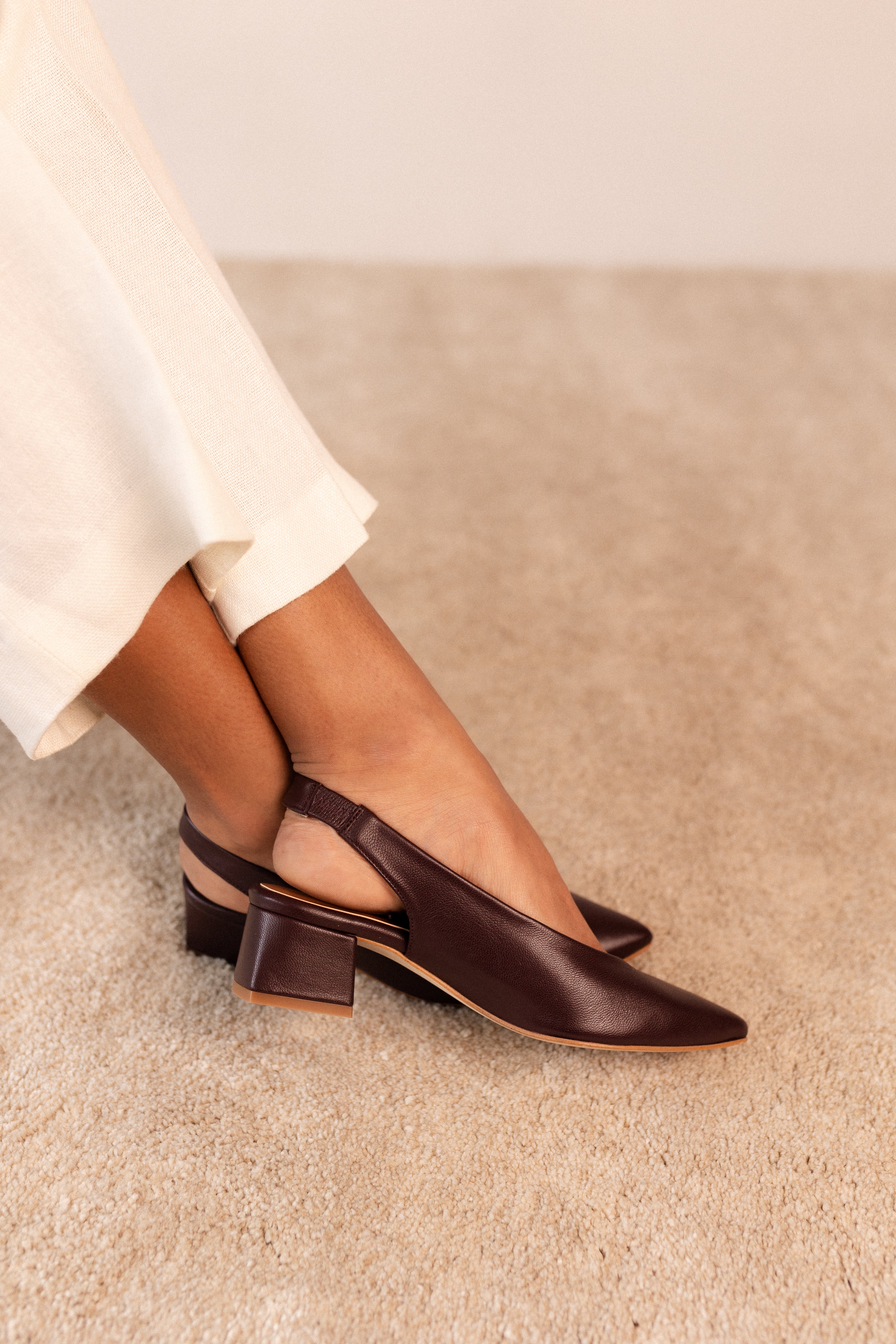 STILETTO GRETA BURGUNDY LEATHER 4CM HEEL