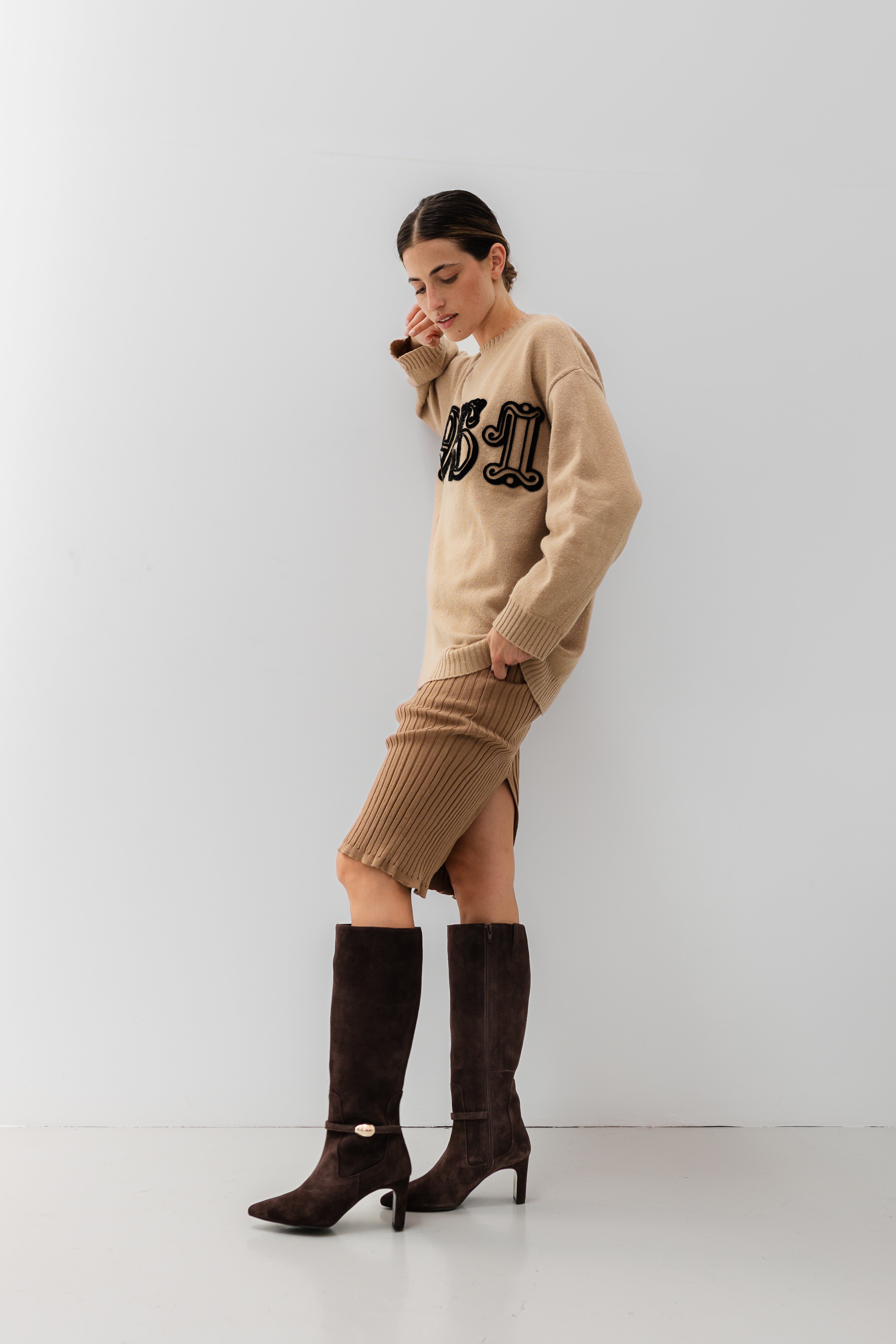 BOTA GIORGIA ANTE MARRÓN CHOCOLATE TACÓN 7CM