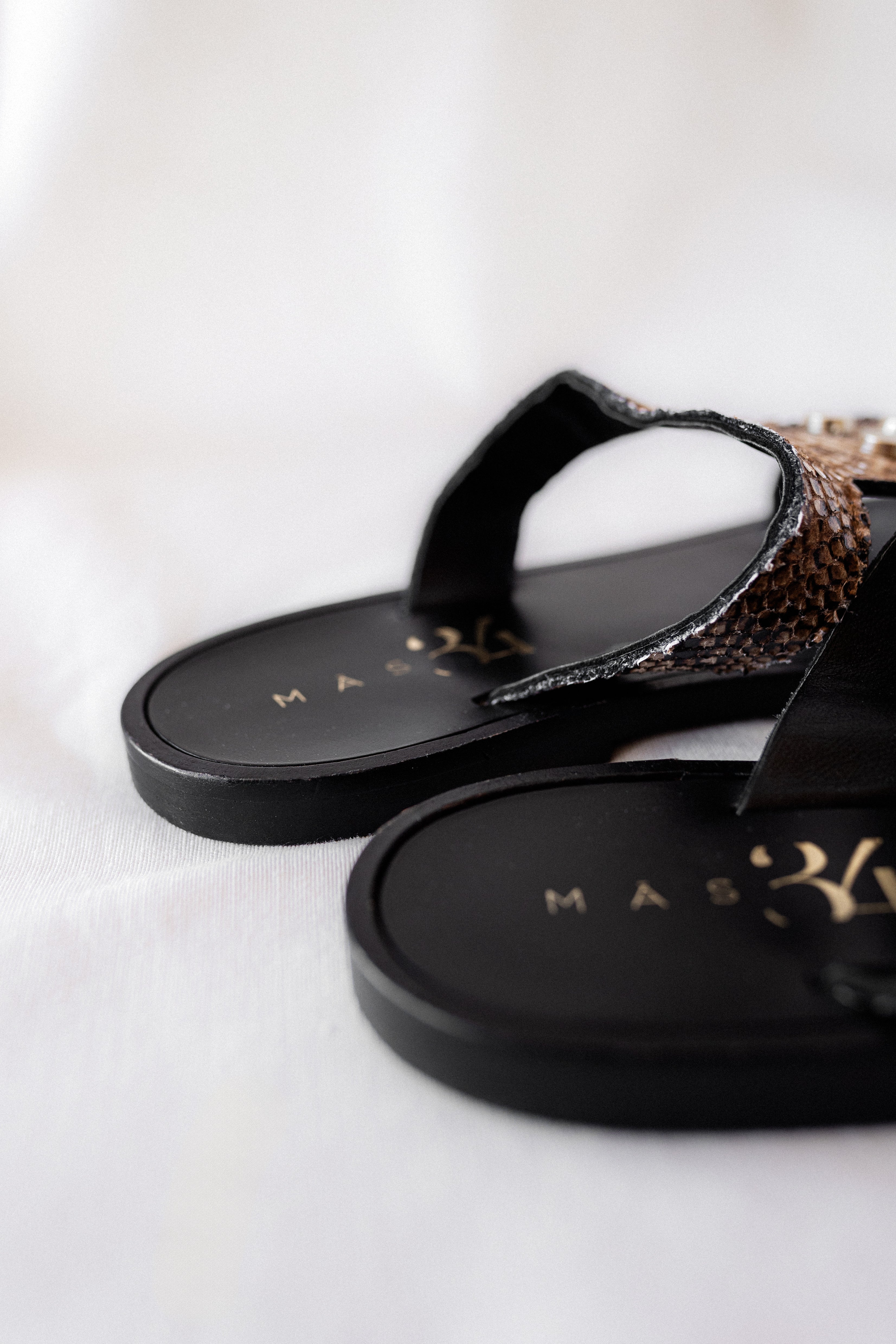 SARA FLAT SANDAL WITH PYTHON EFFECT LEATHER