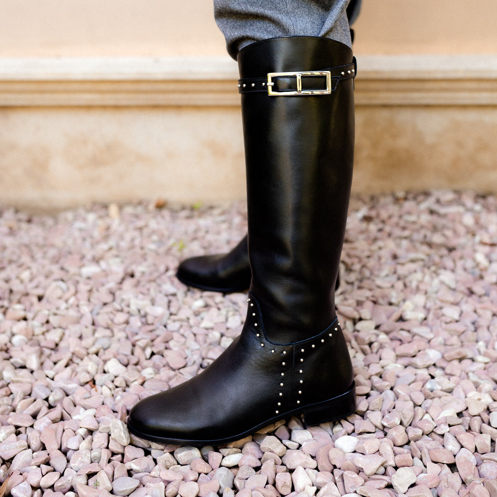 ALIX BLACK LEATHER BOOT 3CM HEEL