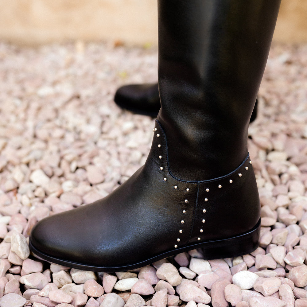 ALIX BLACK LEATHER BOOT 3CM HEEL