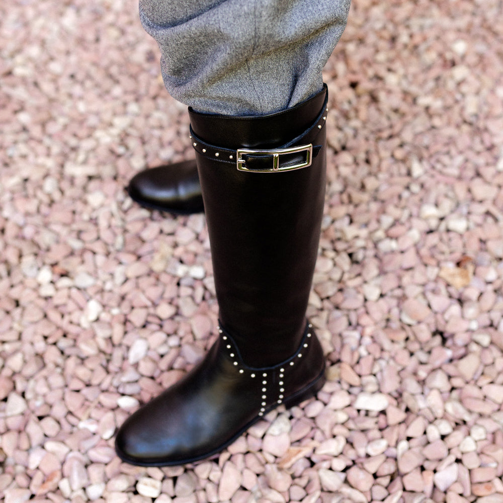 ALIX BLACK LEATHER BOOT 3CM HEEL