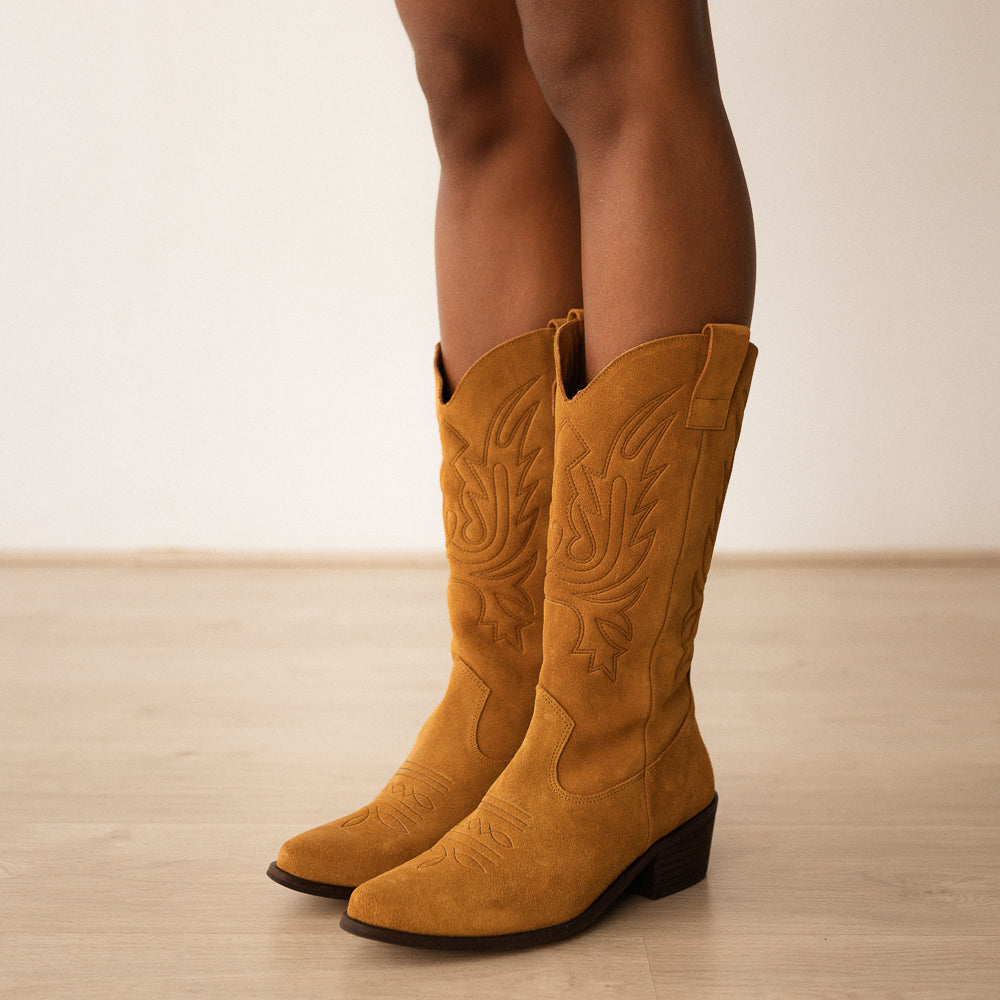 LUIS SUEDE WHISKY COWBOY BOOT 4CM HEEL