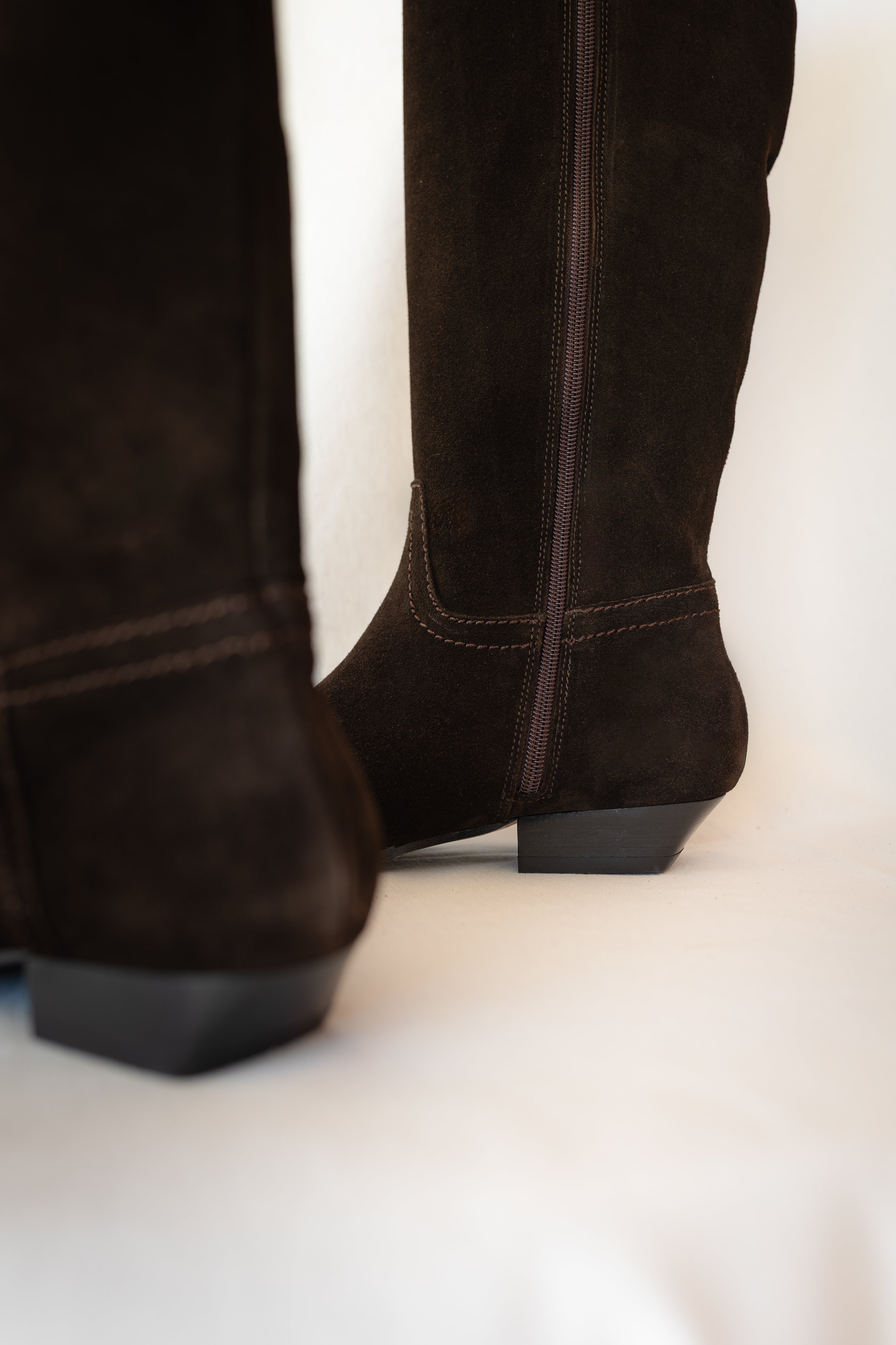 MARA BOOT CHOCOLATE BROWN SUEDE 2CM HEEL