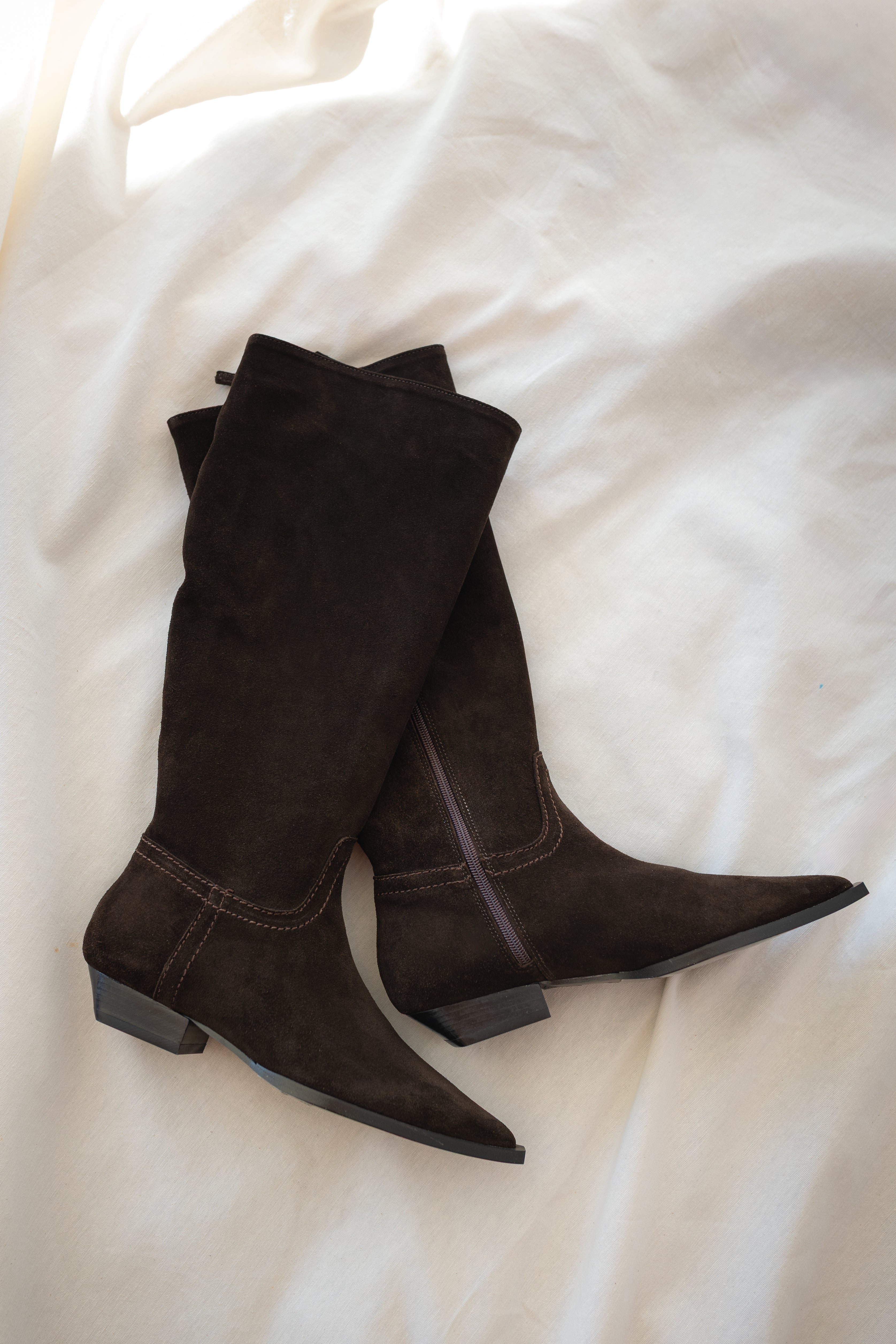 PEPA BOOT BROWN SUEDE MIDI HEEL 5CM
