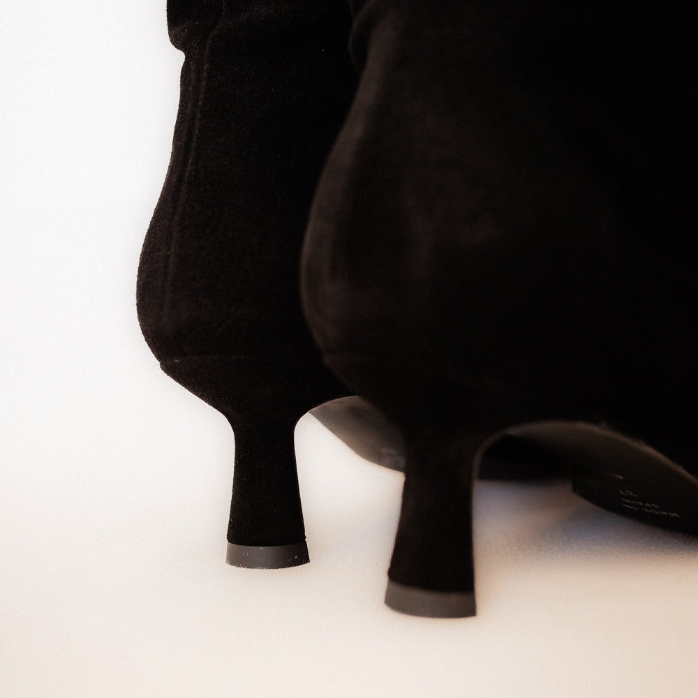 BLACK SUEDE PEPA BOOT WITH 5CM MIDI HEEL