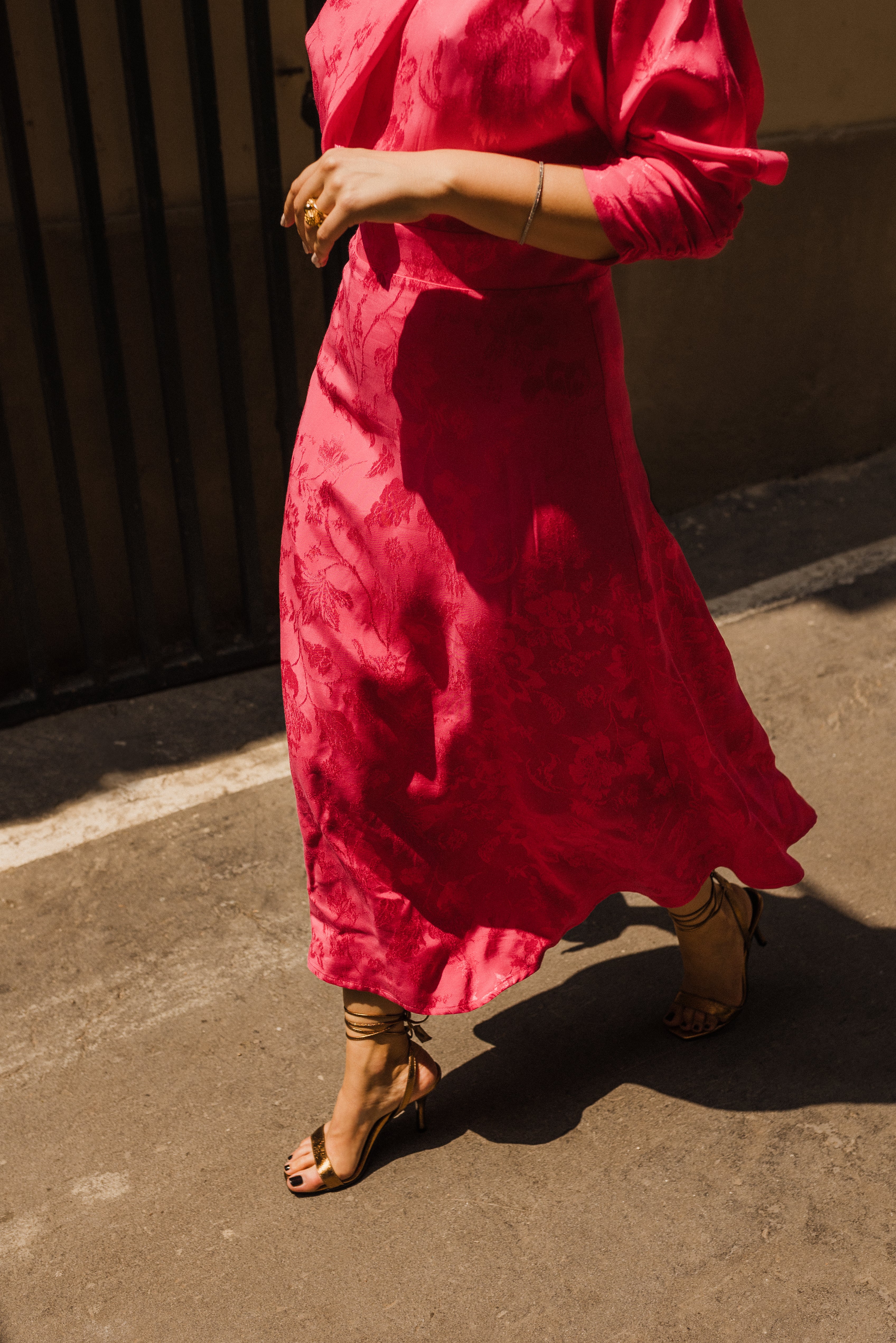 SANDALIA TACÓN FIONA PIEL LAMINADO BRONCE 8CM