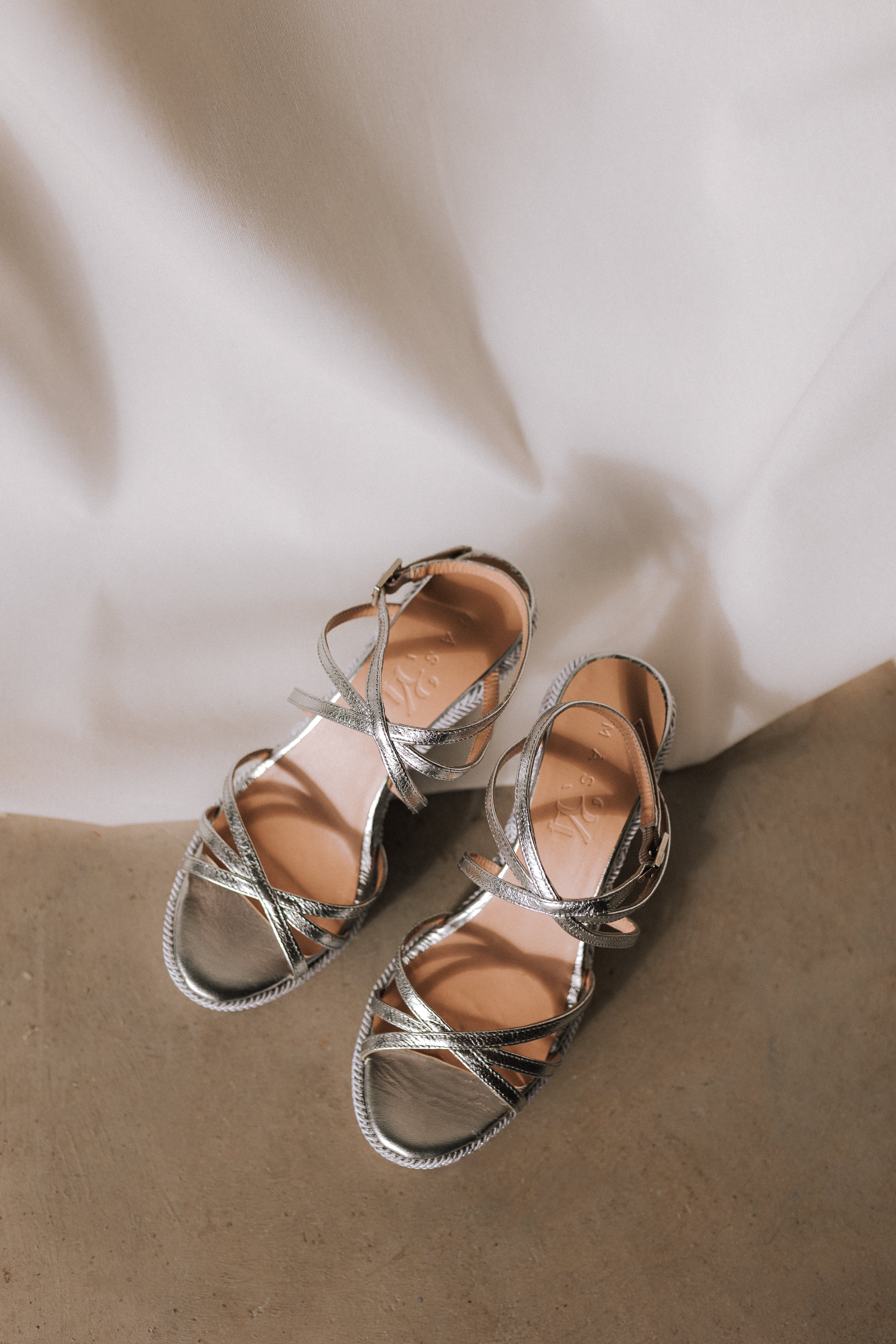 BERTA WEDGE SILVER LAMINATED LEATHER 8.5 CM