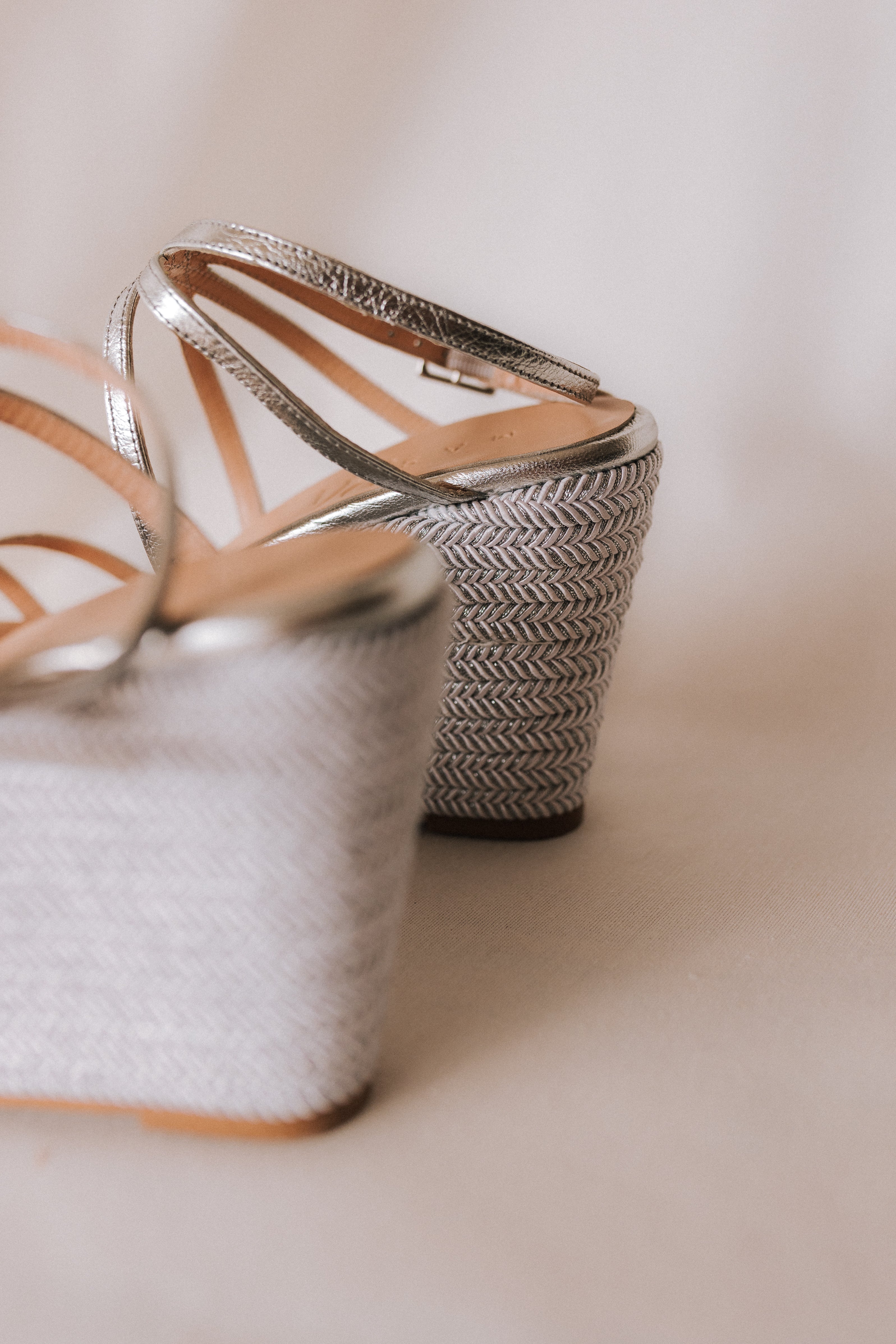 BERTA WEDGE SILVER LAMINATED LEATHER 8.5 CM
