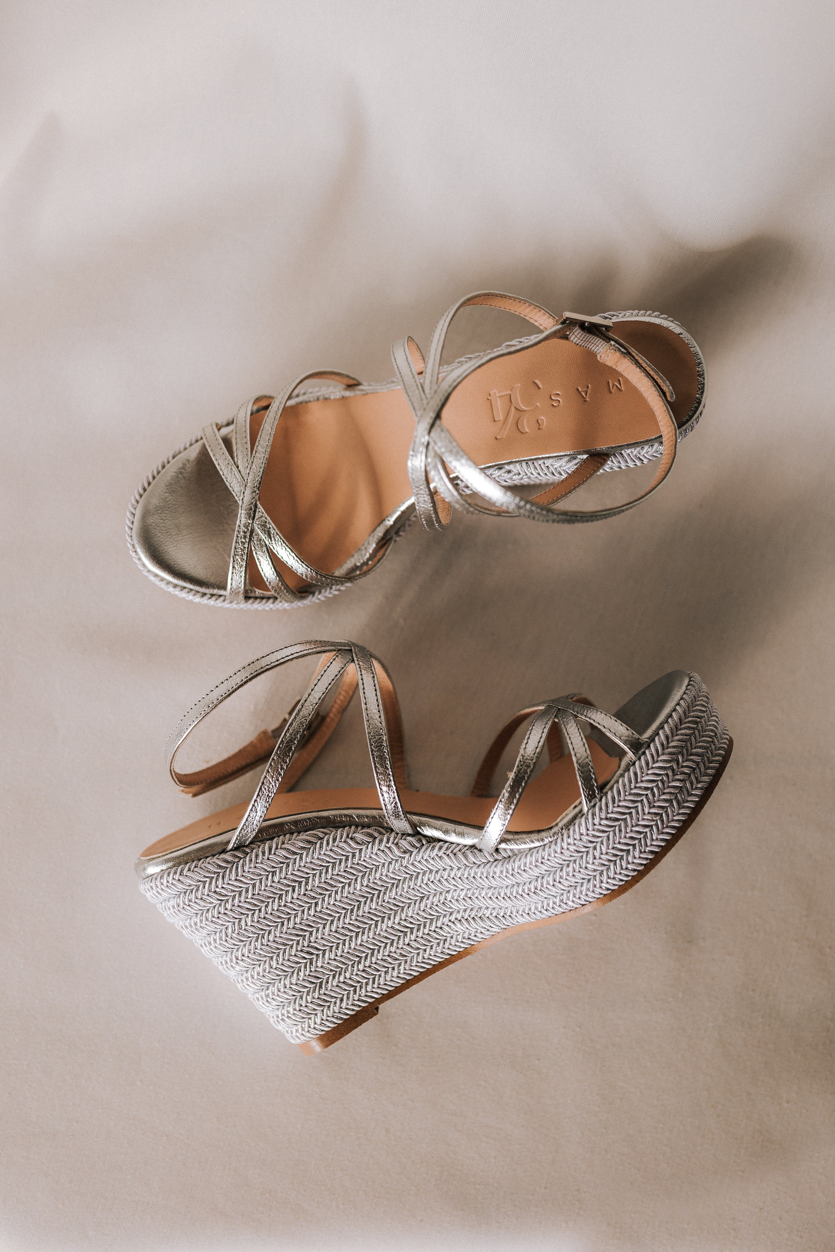 BERTA WEDGE SILVER LAMINATED LEATHER 8.5 CM
