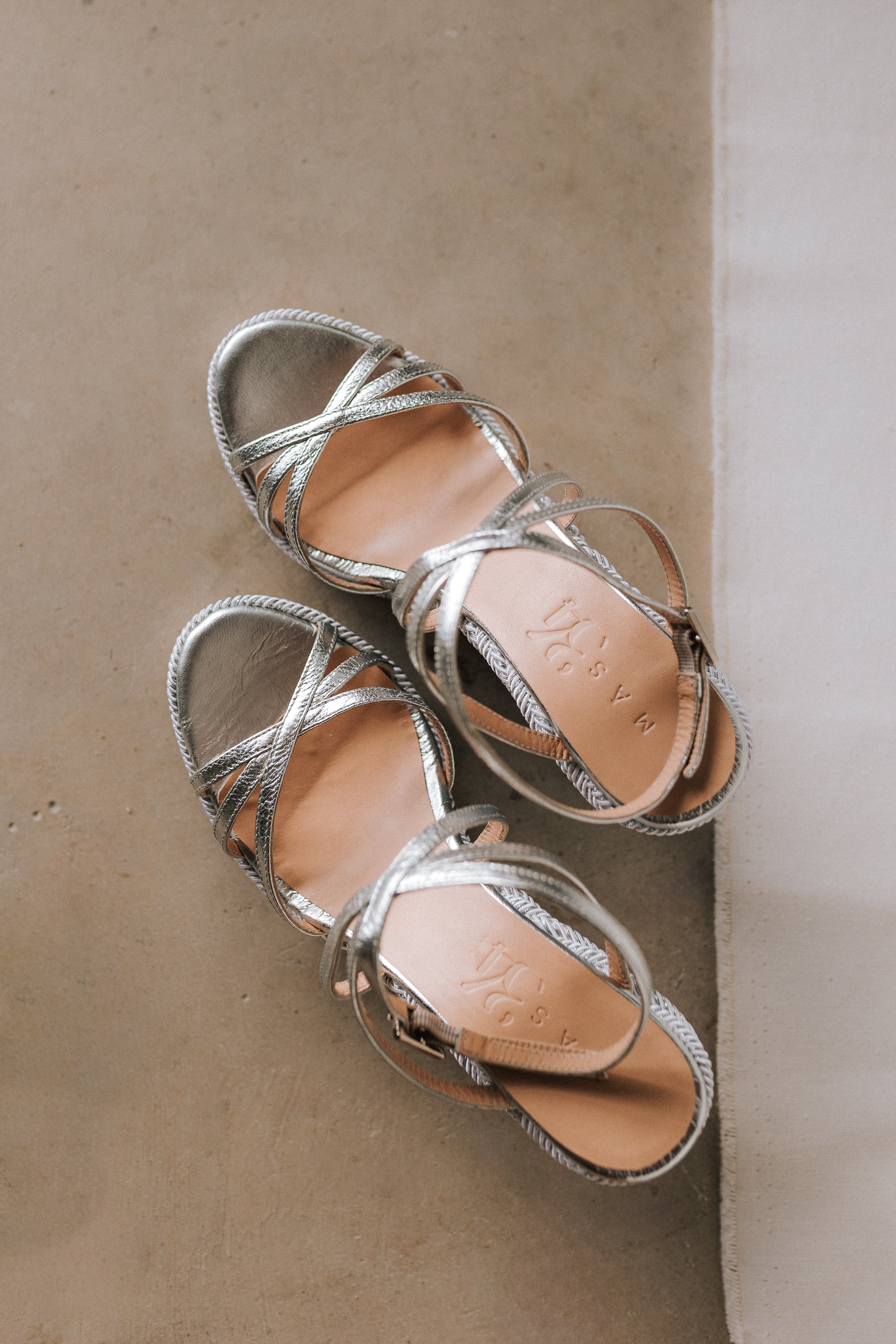 BERTA WEDGE SILVER LAMINATED LEATHER 8.5 CM