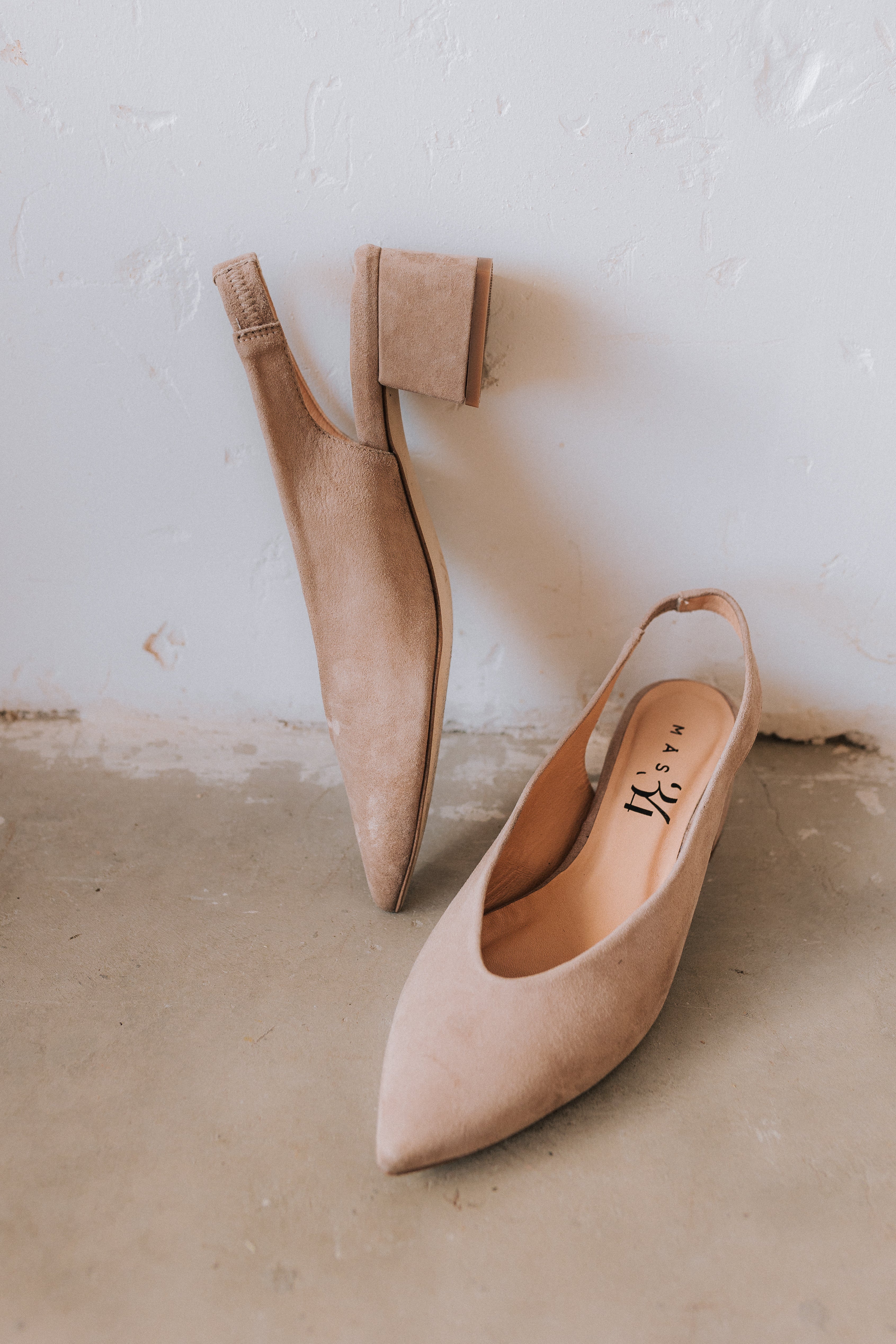 STILETTO GRETA NATURAL SUEDE 4CM HEEL