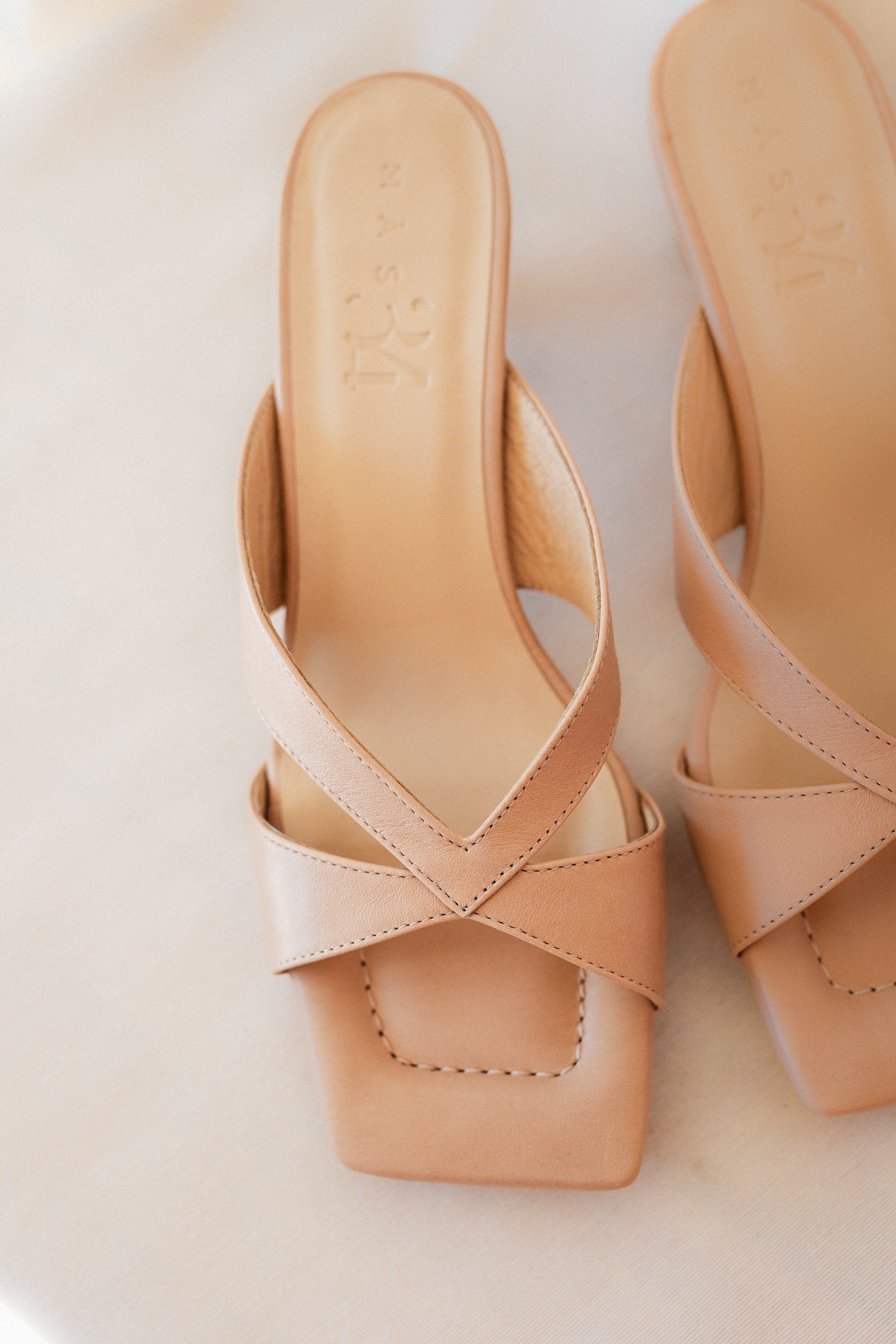 ADELA NUDE LEATHER SANDAL 5CM