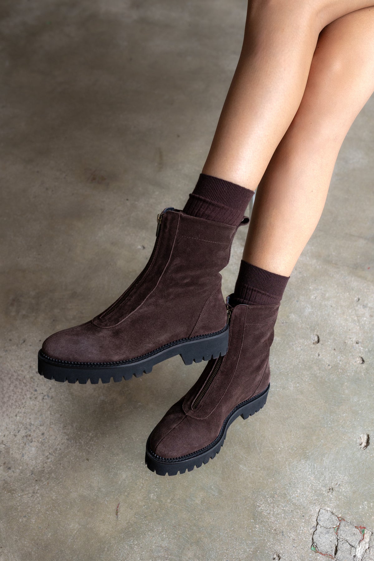 Bota Motera Emma Ante Marrón Tacón 4Cm