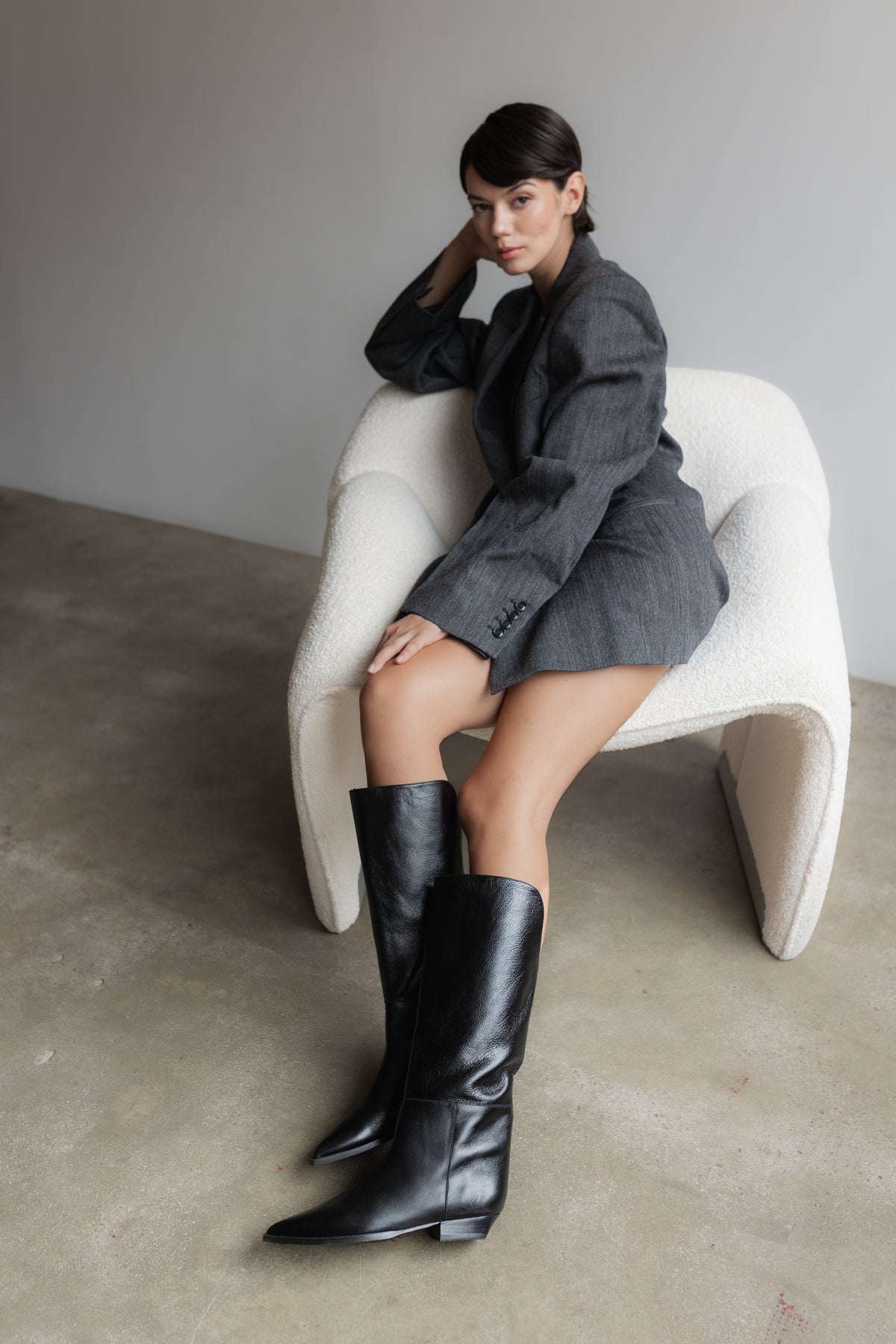 Bota Campera Ainhoa Piel Negra Tacón 2Cm