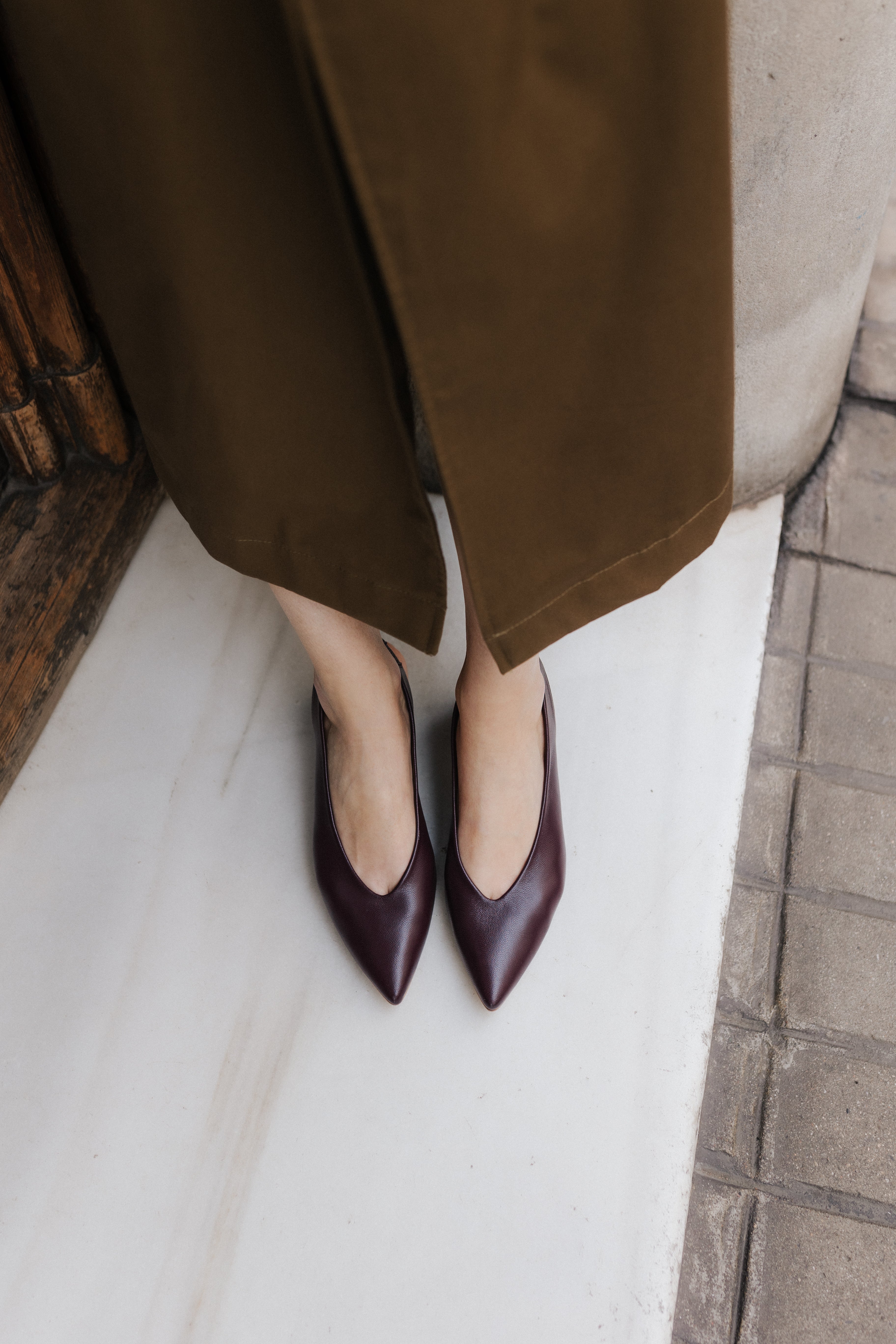 STILETTO GRETA BURGUNDY LEATHER 4CM HEEL