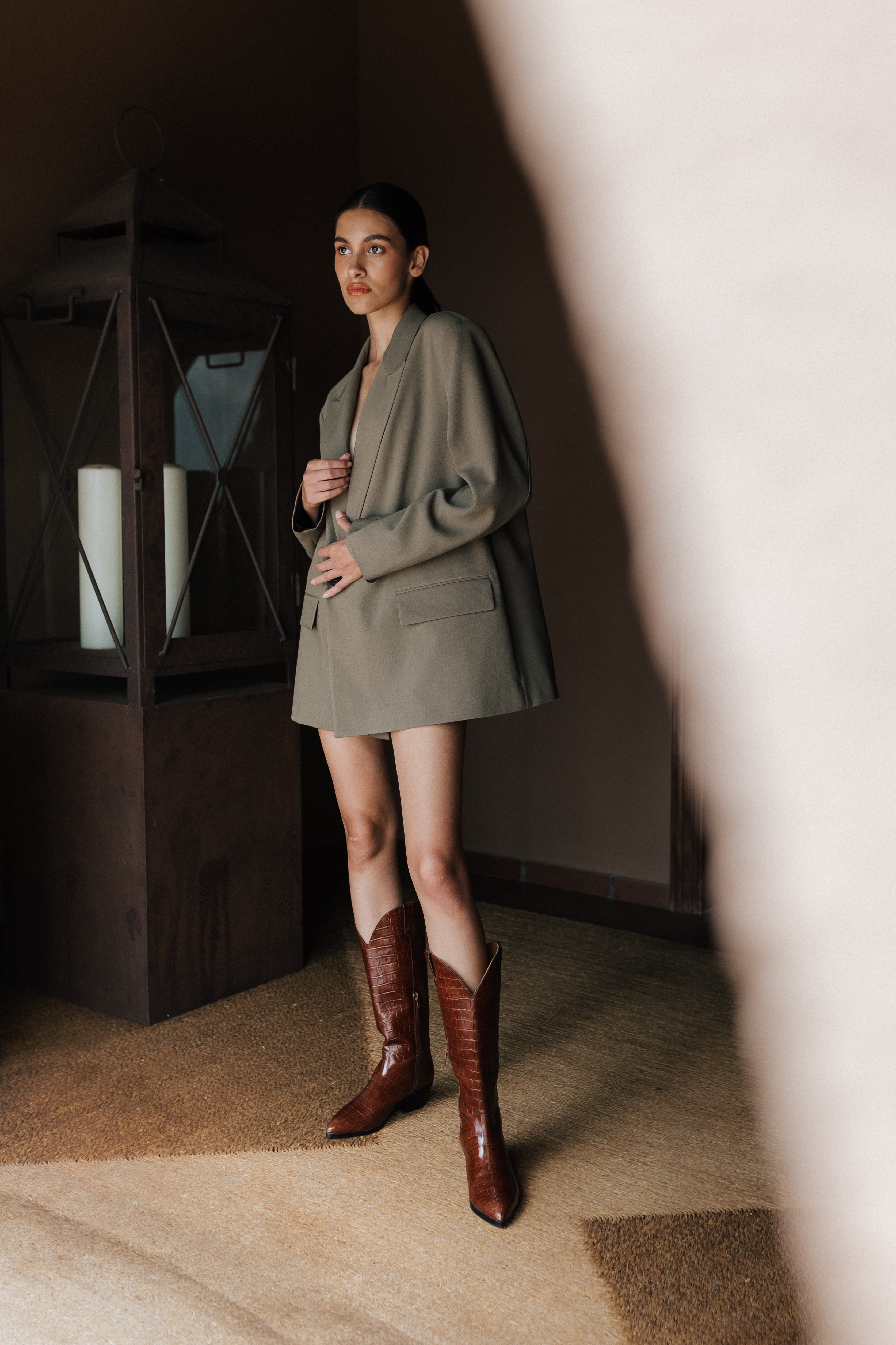 BOTA SELMA PIEL EFECTO COCO MARRÓN 4CM