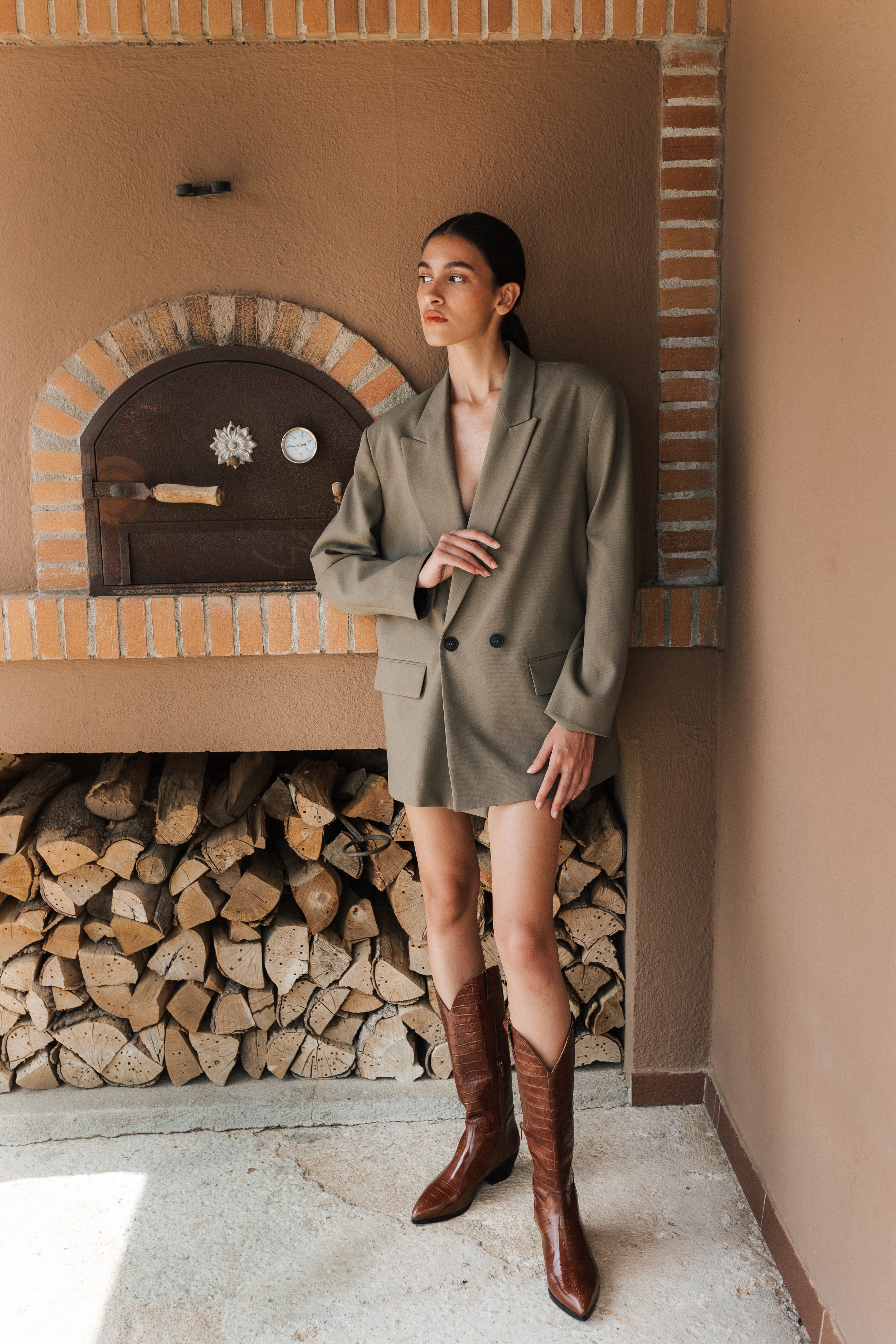 BOTA SELMA PIEL EFECTO COCO MARRÓN 4CM