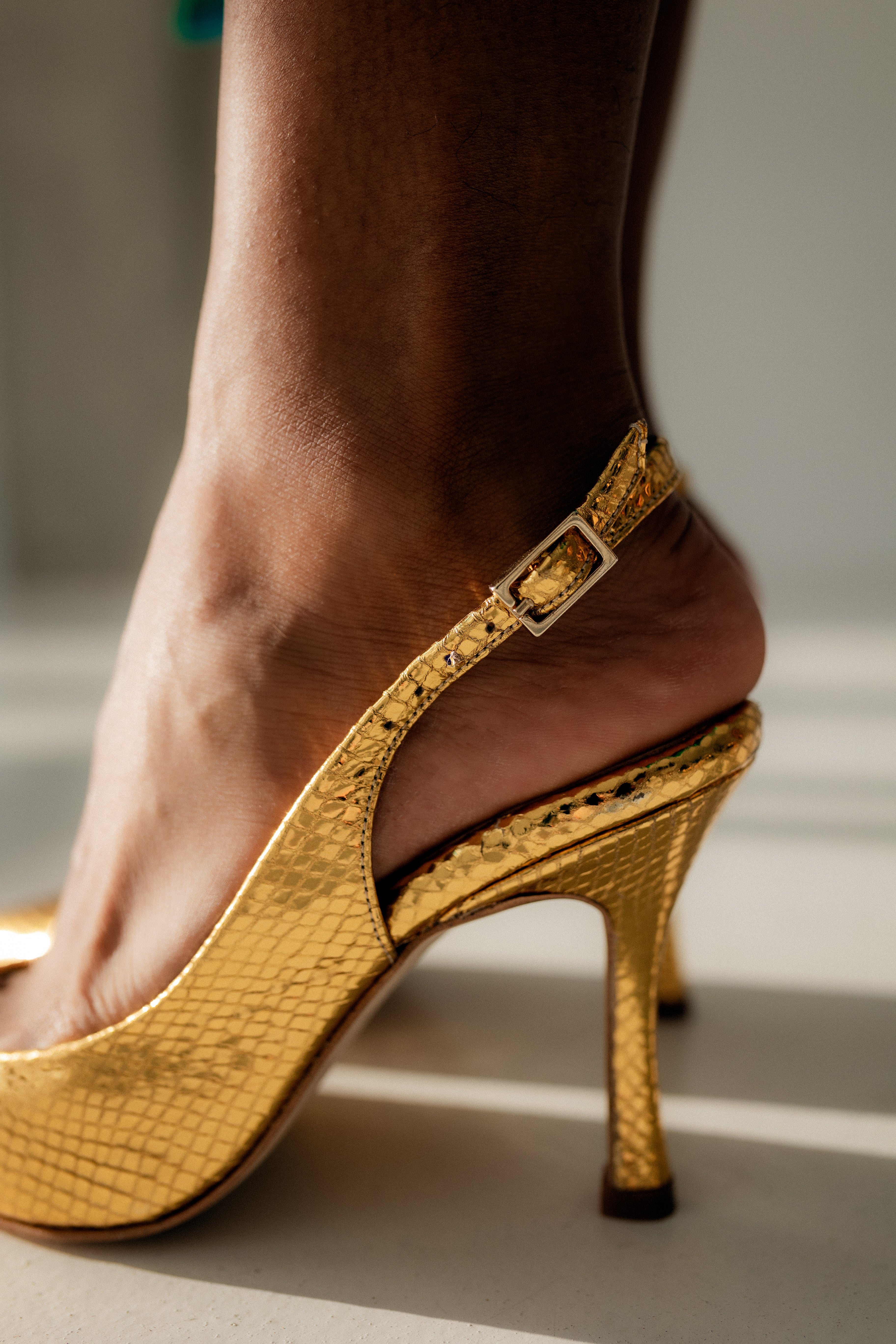 LIMITED EDITION - STILETTO PERLI PYTHON EFFECT GOLD 8CM HEEL
